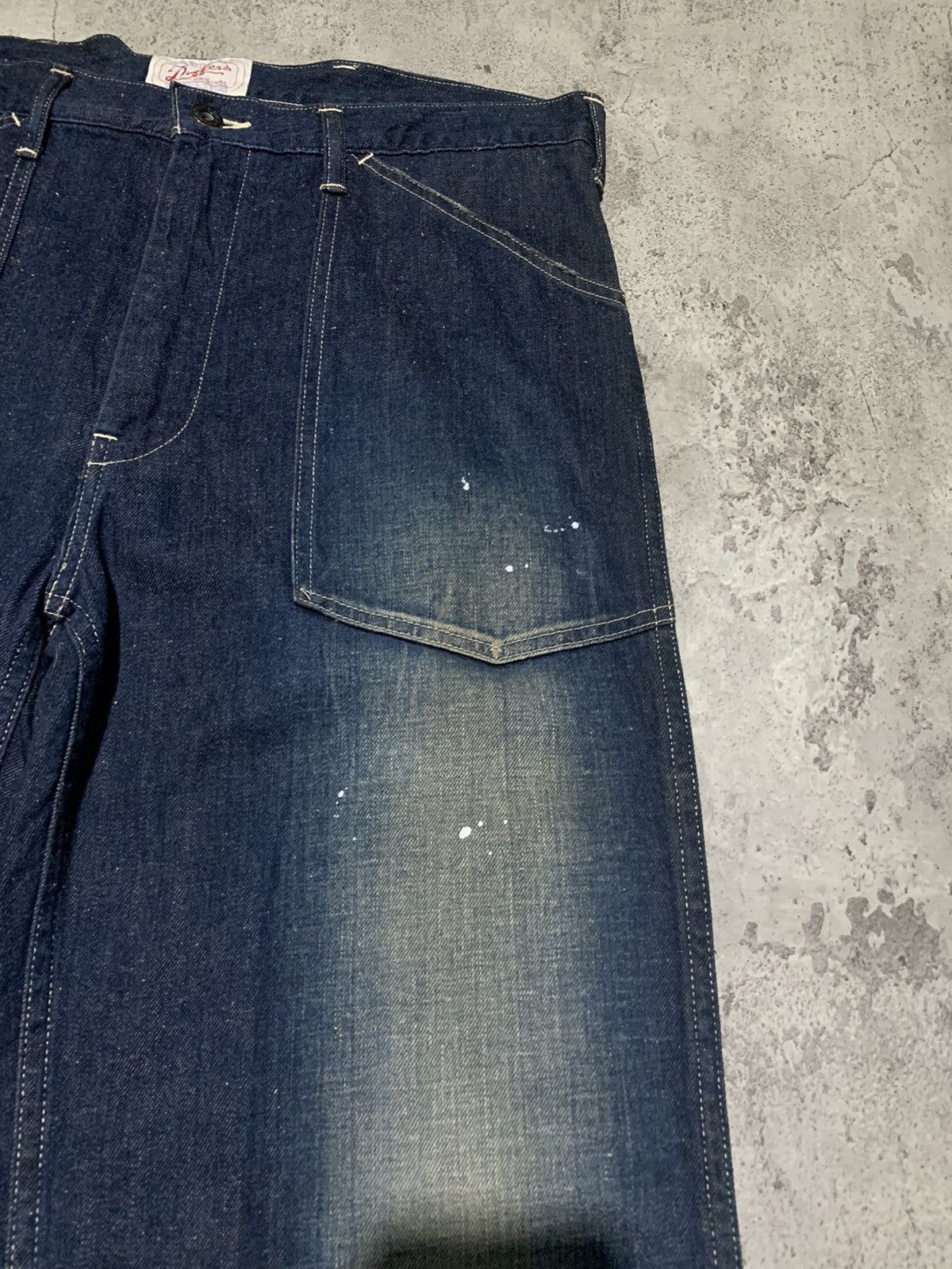 Le Grande Bleu (L.G.B.) Vintage Duffers fatigue buckleback splatter wide leg denim Size US 34 / EU 50 - 4 Thumbnail