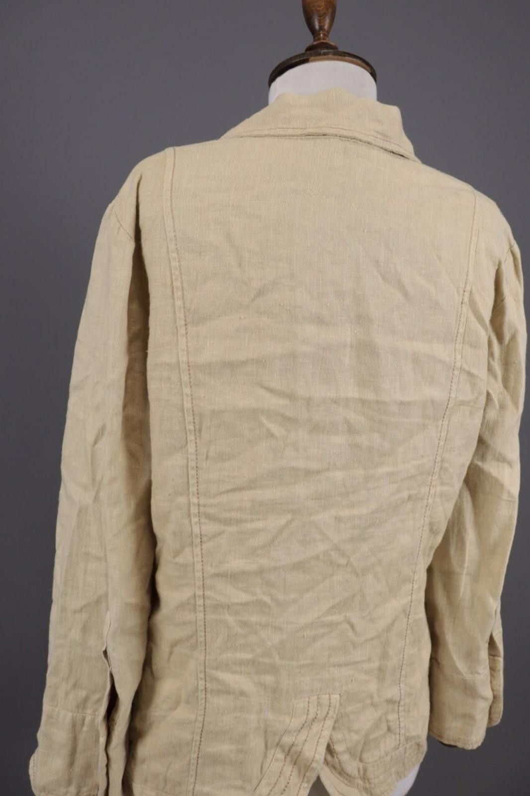 Designer Elisa Cavaletti Beige Linen Lagenlook Shirt Blouse Tunic Size M / US 6-8 / IT 42-44 - 12 Thumbnail