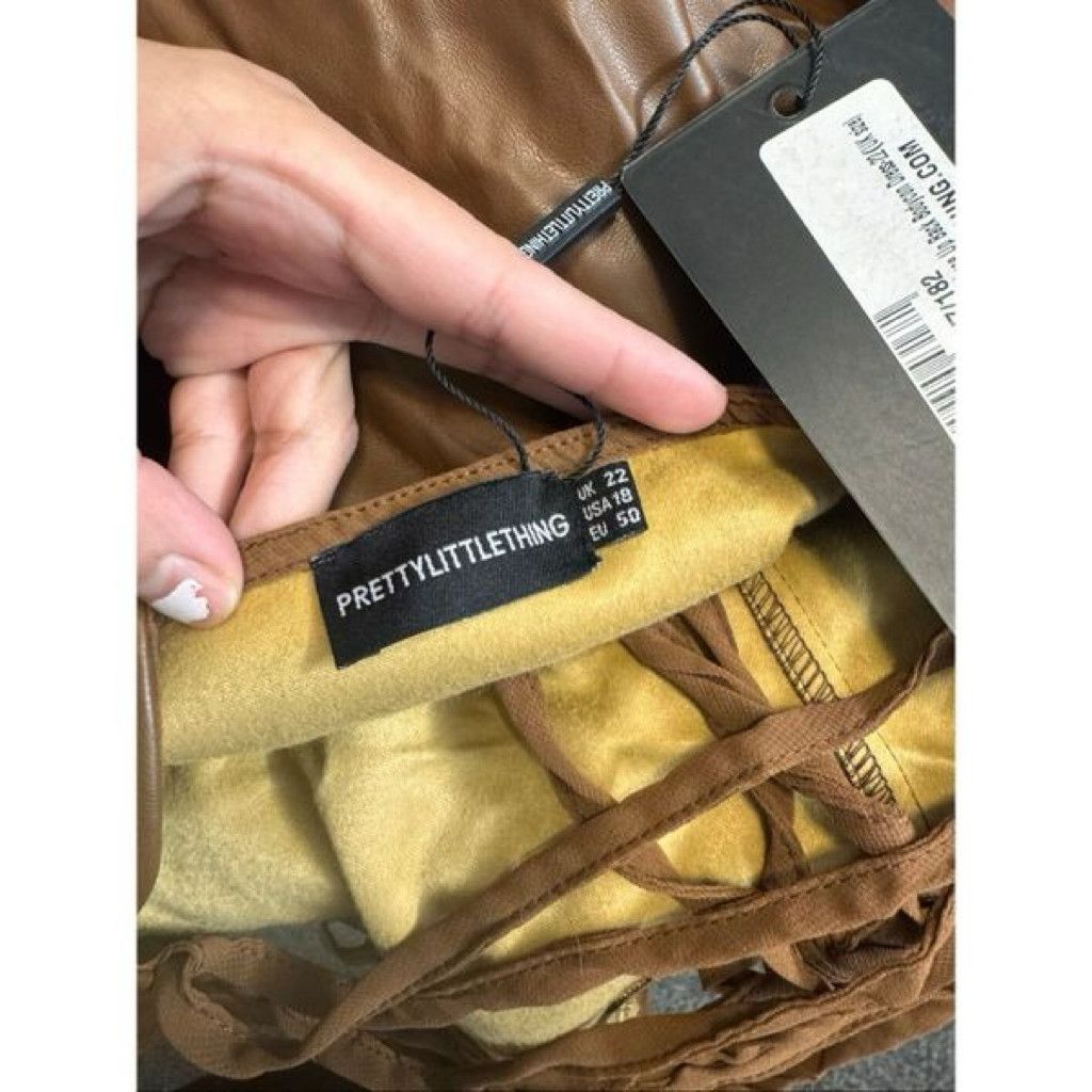 Other PrettyLittleThing Brown Faux Leather Corse Dress US 18 UK 22 Size XXL / US 16-18 / IT 52-54 - 5 Thumbnail