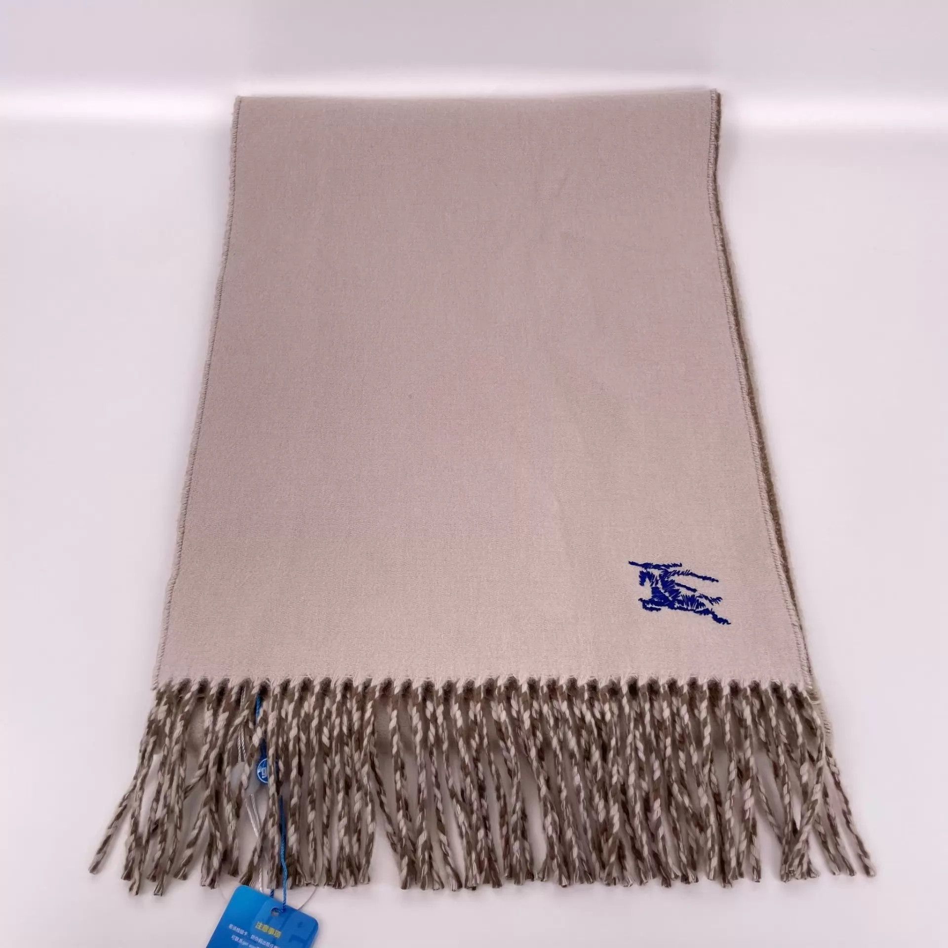 Burberry Burberry Cashmere Double-Faced Horseferry Scarf Gray 168/30 Size ONE SIZE - 3 Thumbnail