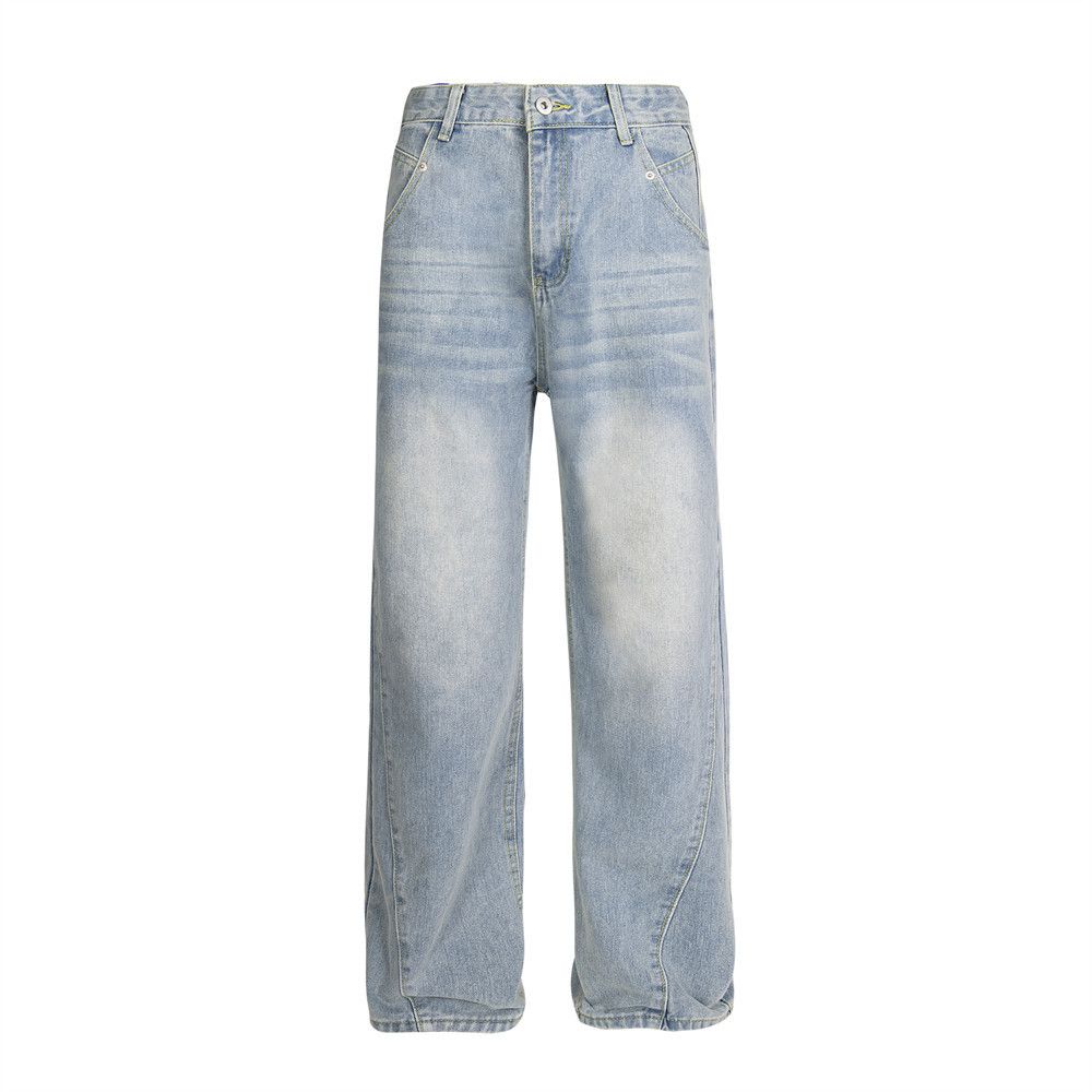 Japanese Brand × Jean Men's street trend split stitching distressed washed jeans Size US 32 / EU 48 - 1 Thumbnail