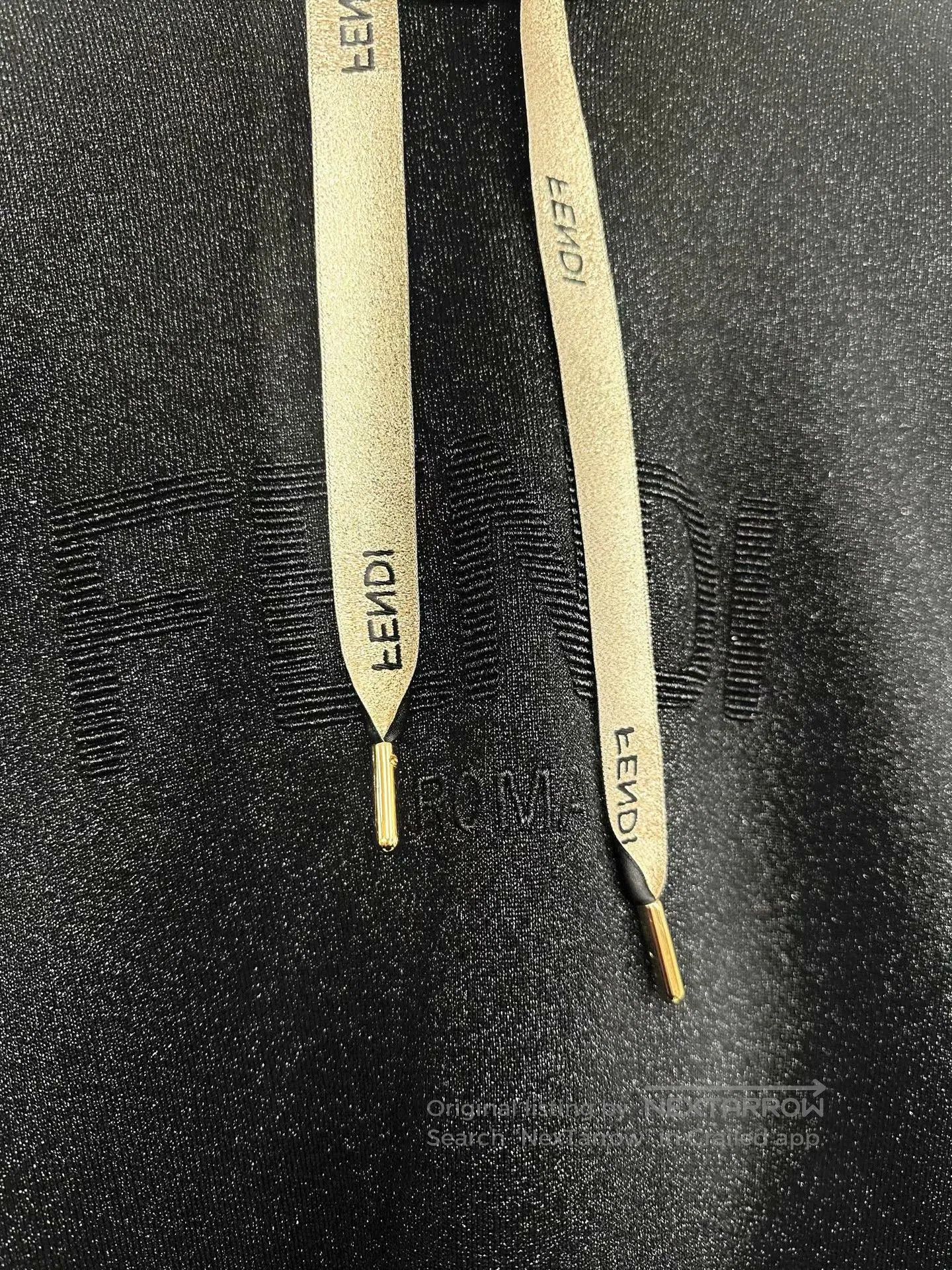 Fendi FENDI Black Hoodie with Black and Gold Ribbon Embroidery a Size US M / EU 48-50 / 2 - 4 Thumbnail
