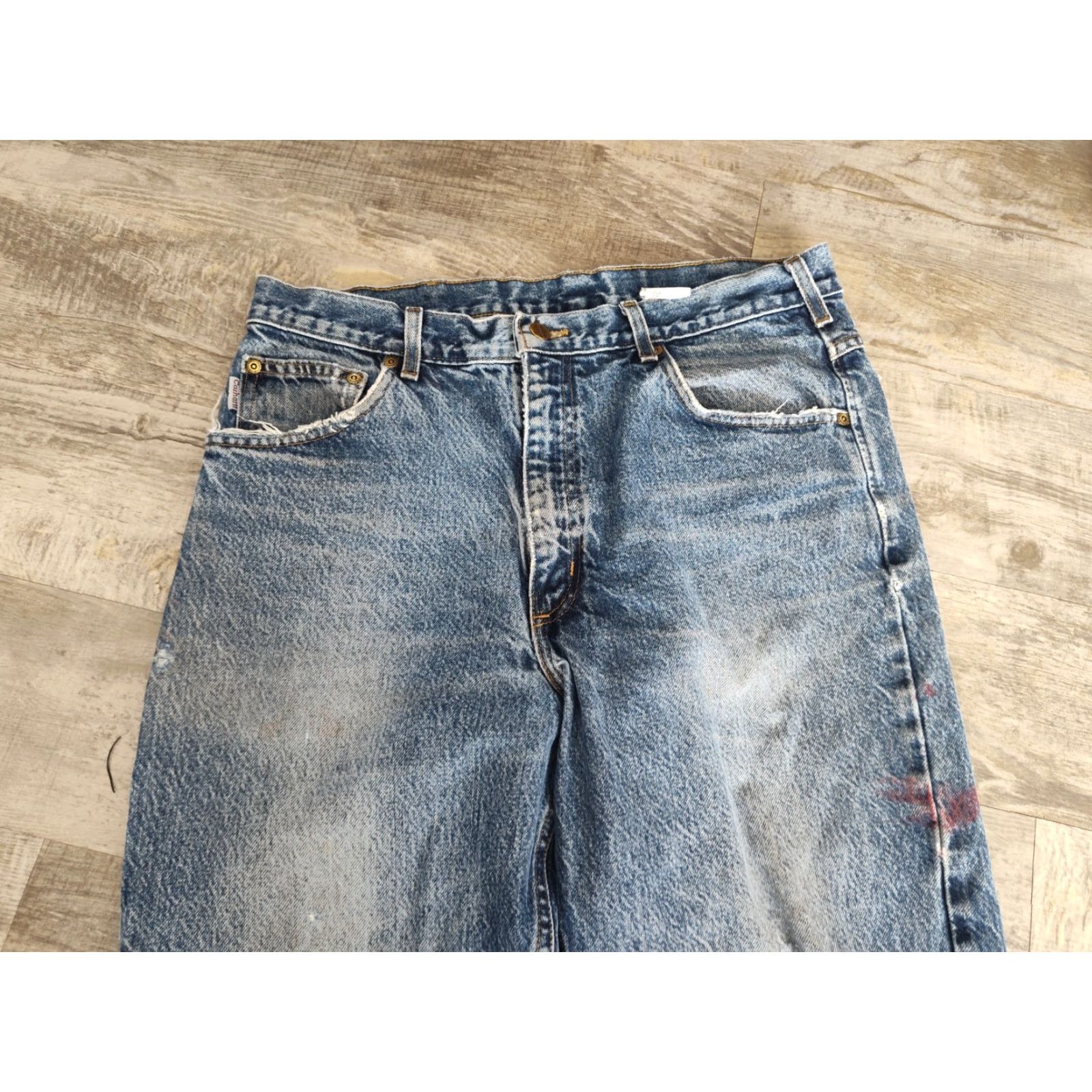 Carhartt VINTAGE Carhartt B17 Jeans Men 35x32 Workwear Distressed Blue 80s US Made Size US 35 - 7 Thumbnail