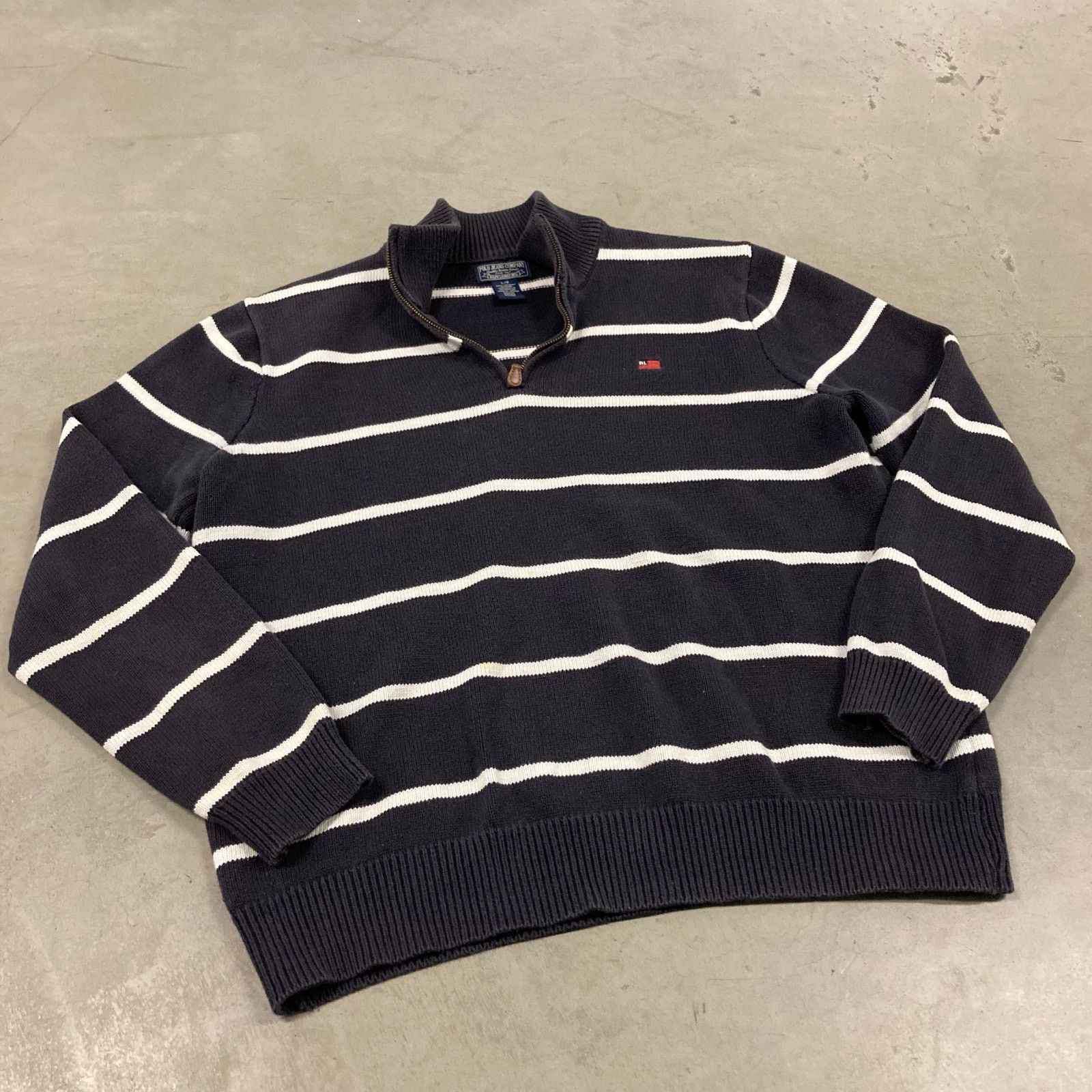 vintage y2k striped Ralph Lauren quarter zip sweater