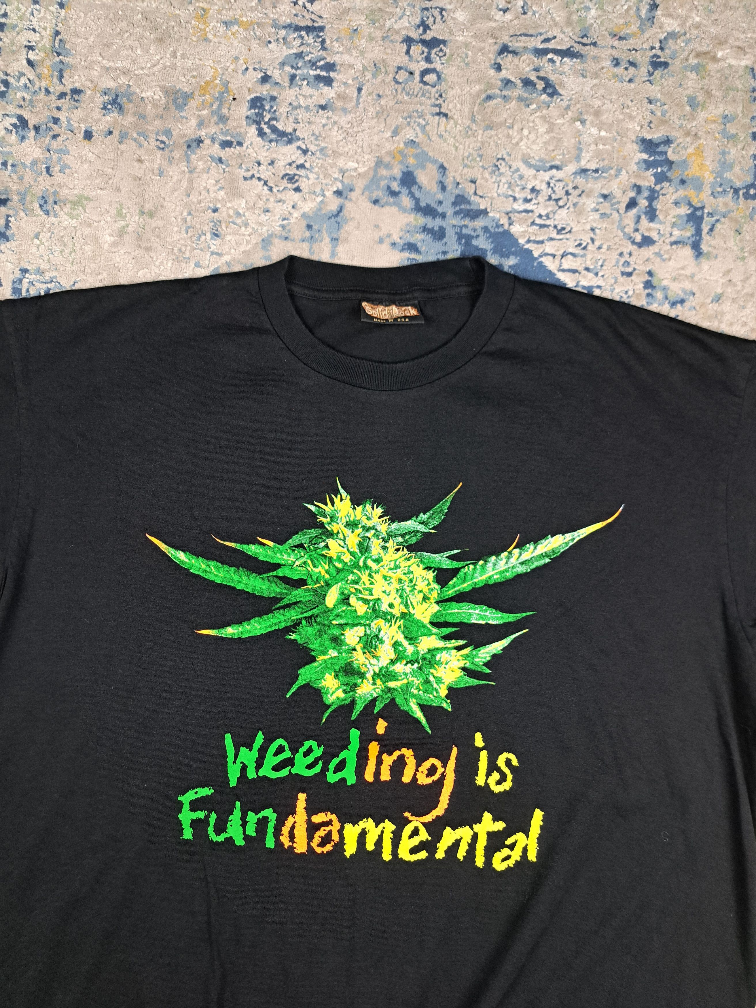 Vintage Vintage 90s Weeding is Fundamental Tee Marijuana Weed Pot Size US XL / EU 56 / 4 - 2 Thumbnail