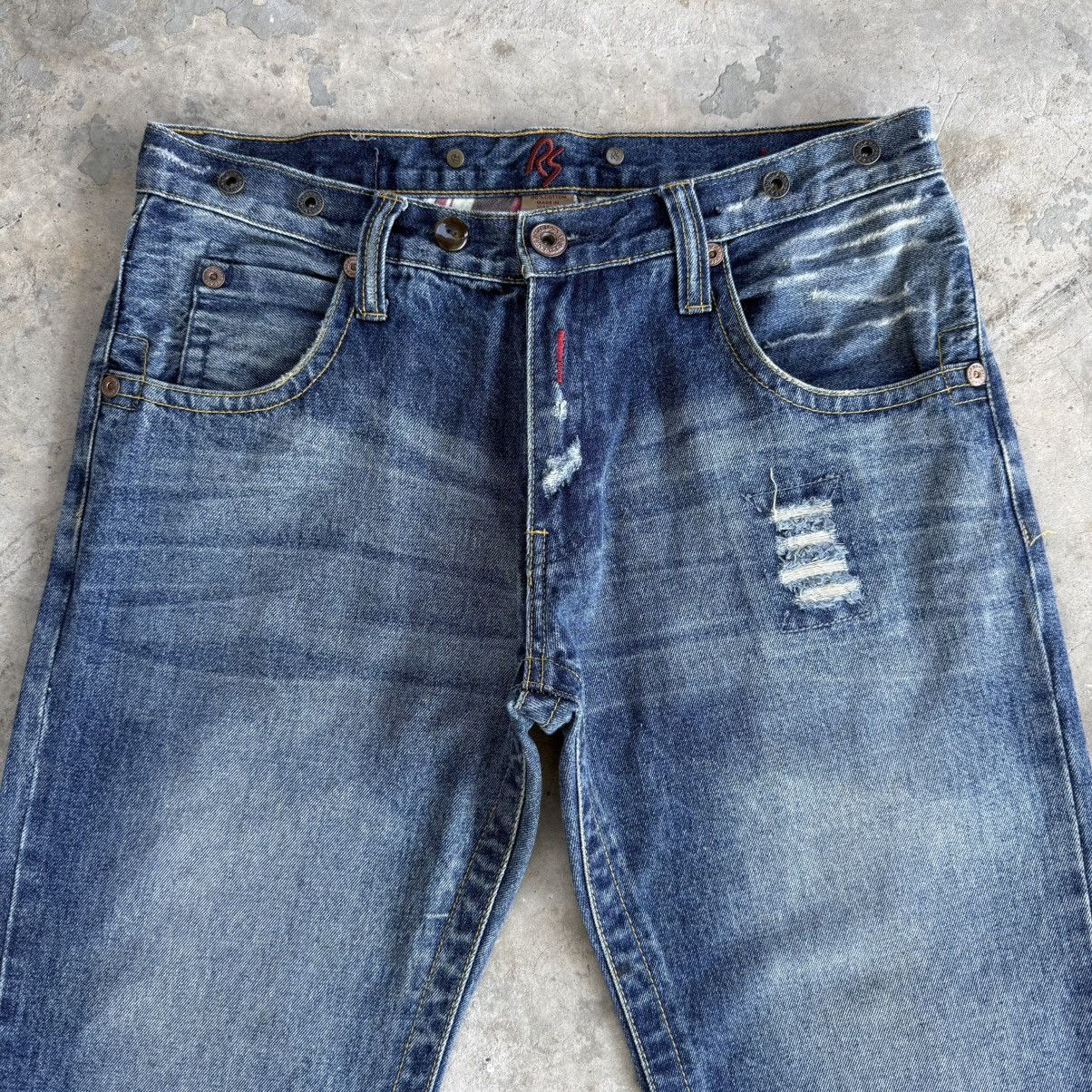 Japanese Brand W32x30 Vintage Snap Red Flare Faded Denim Jean Pants Size US 33 - 3 Thumbnail