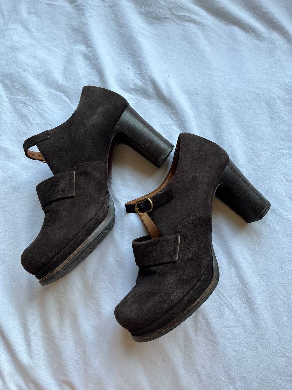 Designer Chie Mihara vintage brown suede Mary Jane heels Size US 6 / IT 36 - 4 Thumbnail