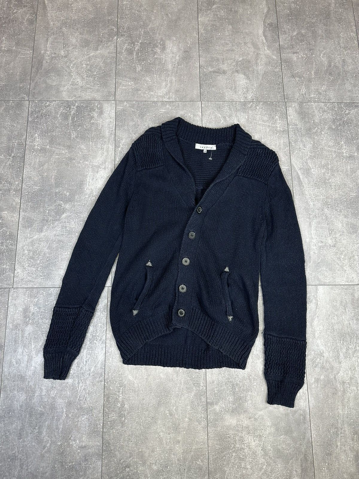 Sandro Men’s luxury vintage Sandro linen knitwear cardigan Size US M / EU 48-50 / 2 - 1 Thumbnail