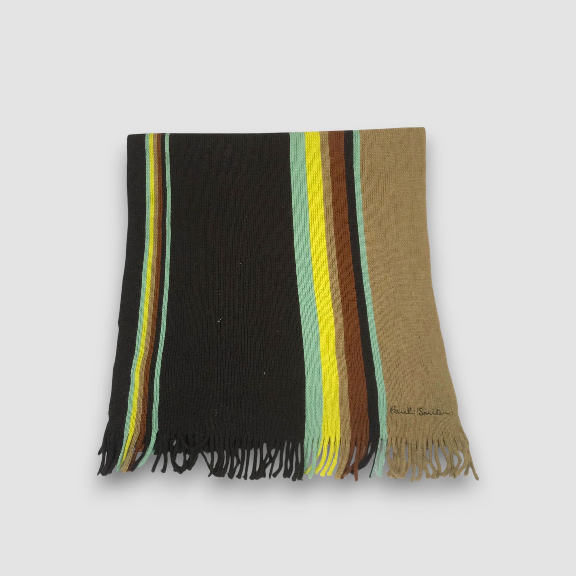 Paul Smith Vintage Paul Smith Scarf Muffler Ribbed Knit Fringe Scarves Size ONE SIZE - 2 Thumbnail