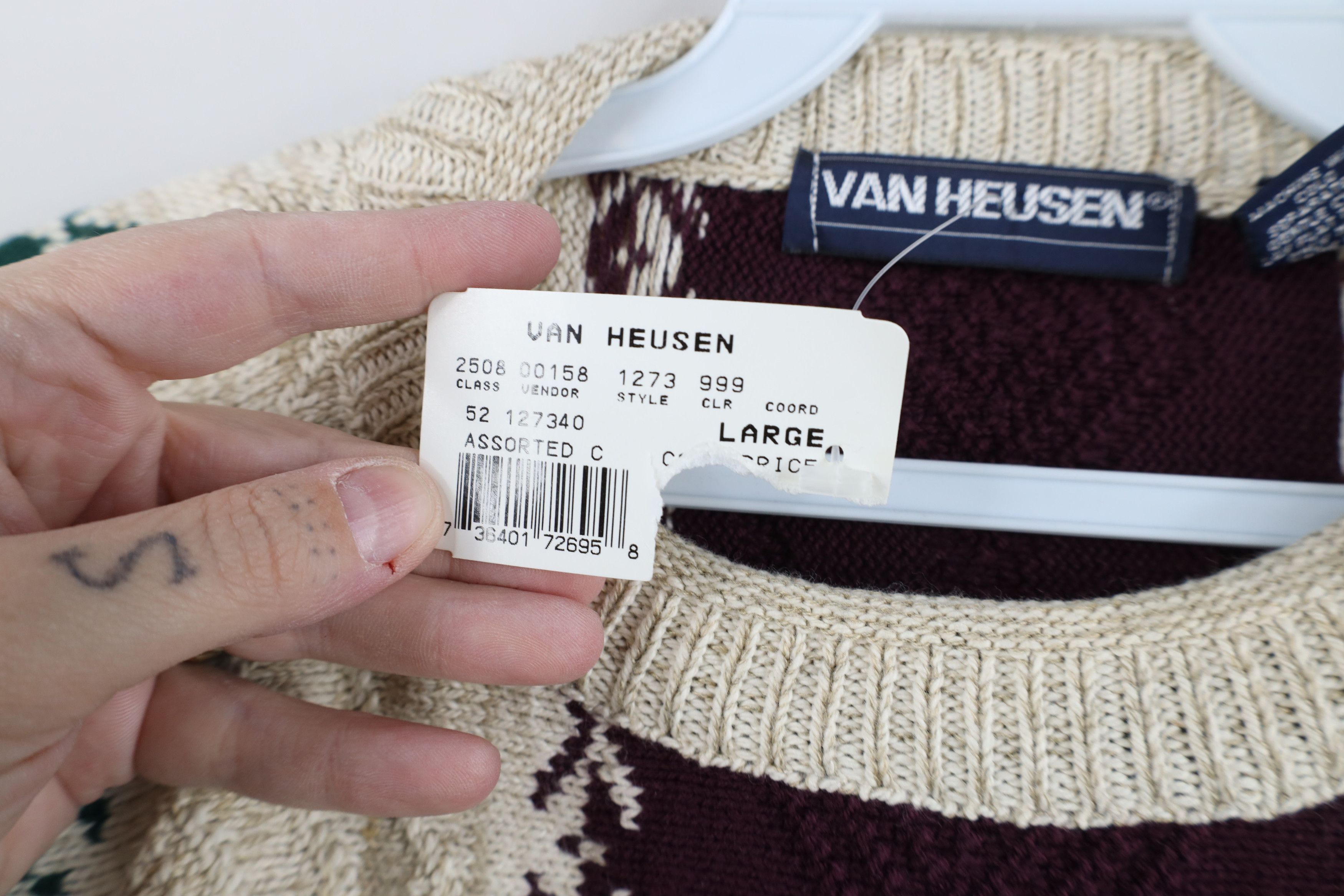 Vintage Deadstock Vintage 90s Streetwear Diamond Knit Sweater USA Size US L / EU 52-54 / 3 - 6 Thumbnail