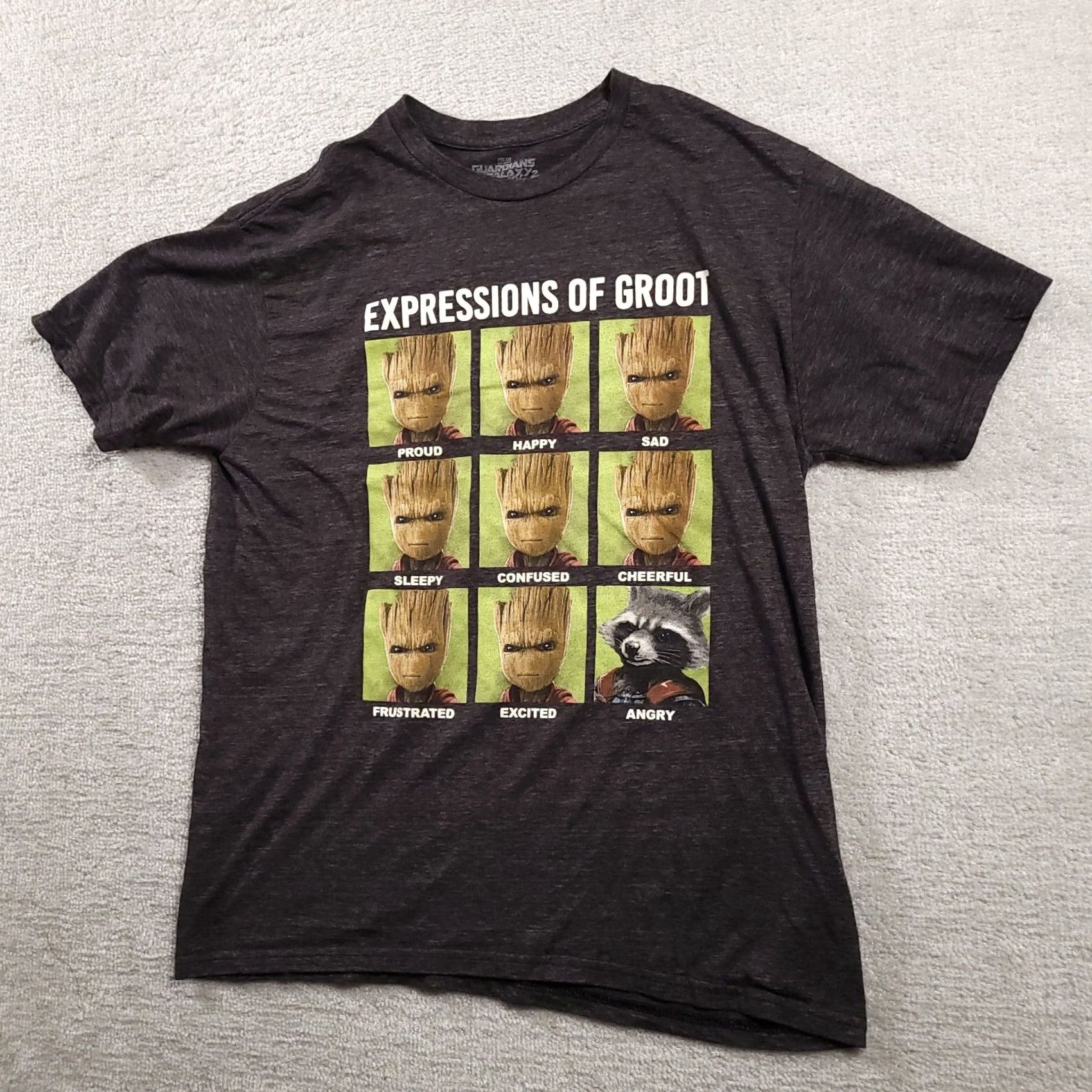 Vintage VINTAGE Guardians Of The Galaxy Vol. 2 Groot Shirt Marvel Gray L Teen Mens Crew Neck Short Sleeve T-Shirt Cartoon Expressions Graphic Print Size US L / EU 52-54 / 3 - 2 Thumbnail