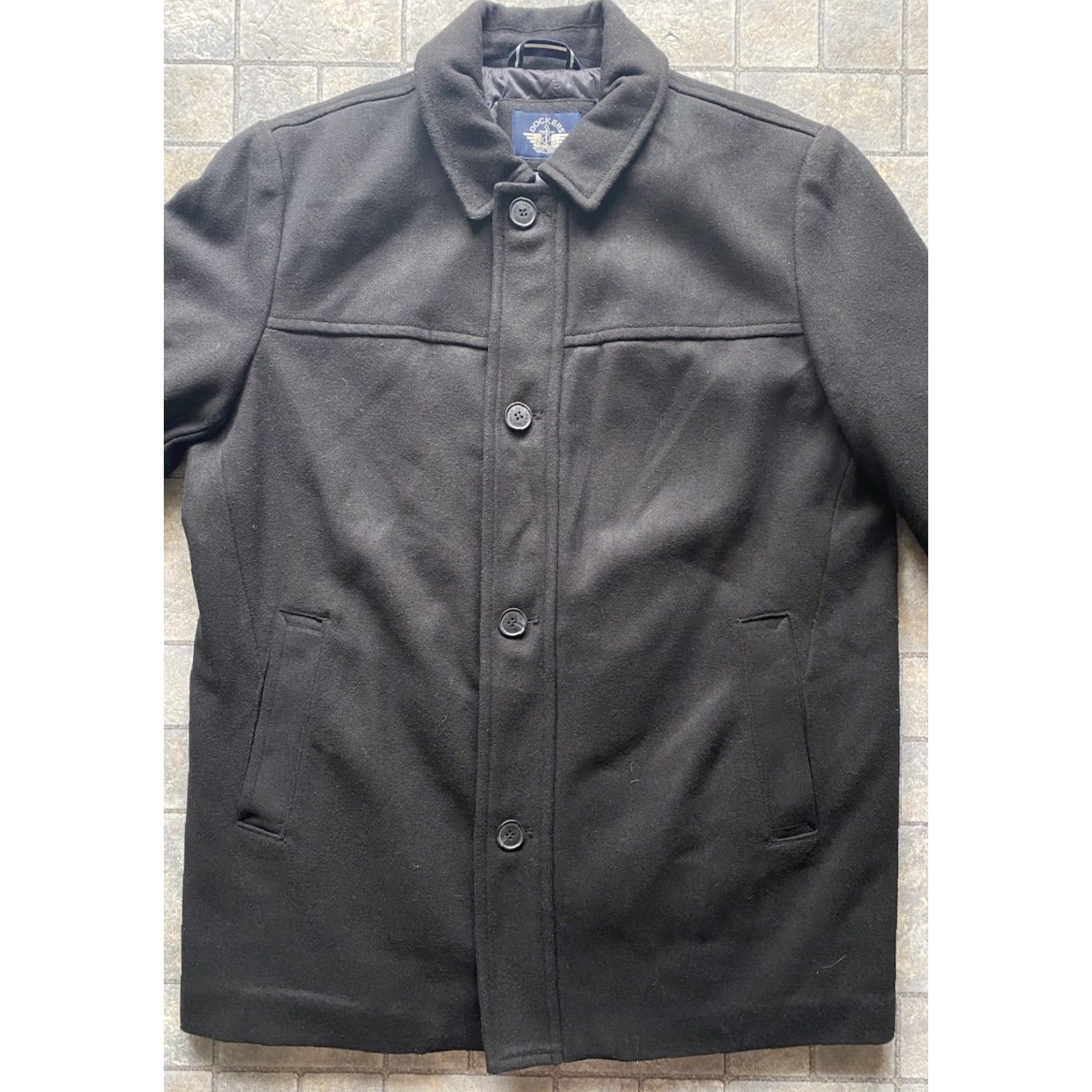 Dockers New Dockers Coat Men’s Pea XL Black Wool Blend Lined MSRP 80 NWT Size US XL / EU 56 / 4 - 2 Thumbnail