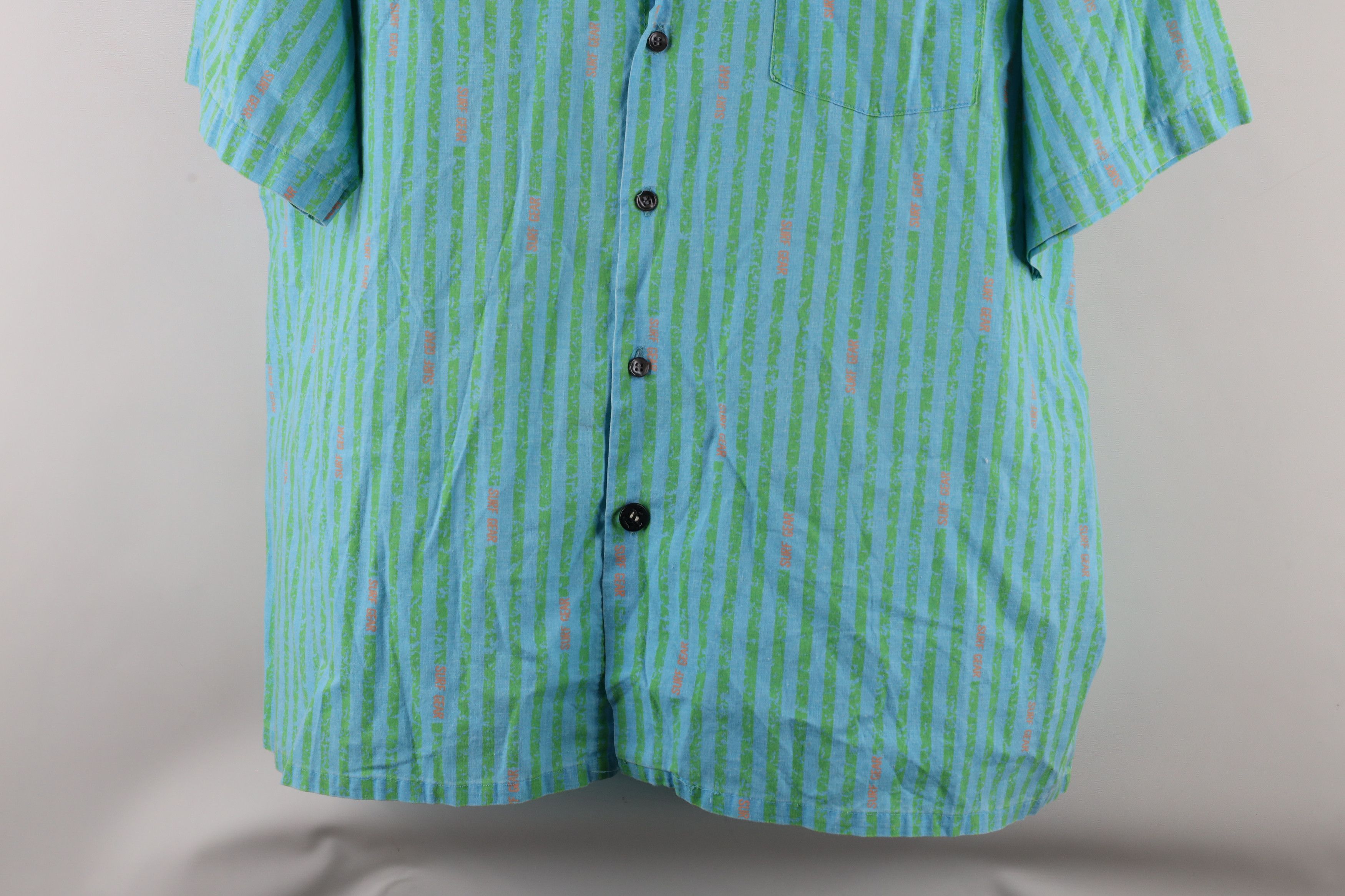 Vintage Vtg 90s Surf Gear Spell Out Striped Surfing Button Shirt USA Size US XL / EU 56 / 4 - 3 Thumbnail