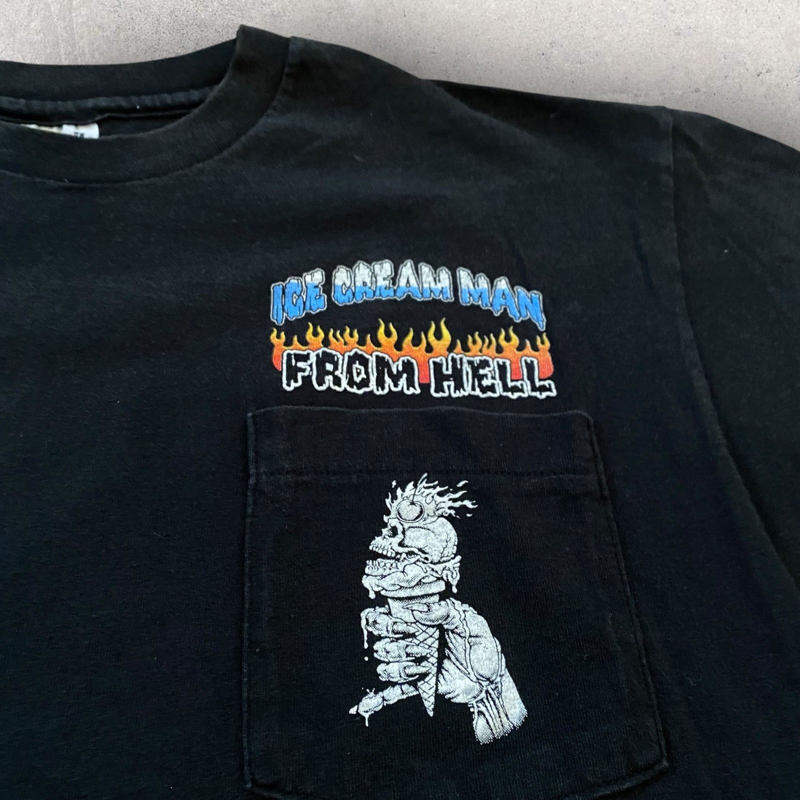 Anvil × Vintage Vintage Ice Cream Man From Hell Skull Flames Biker T Shirt Size US L / EU 52-54 / 3 - 6 Thumbnail