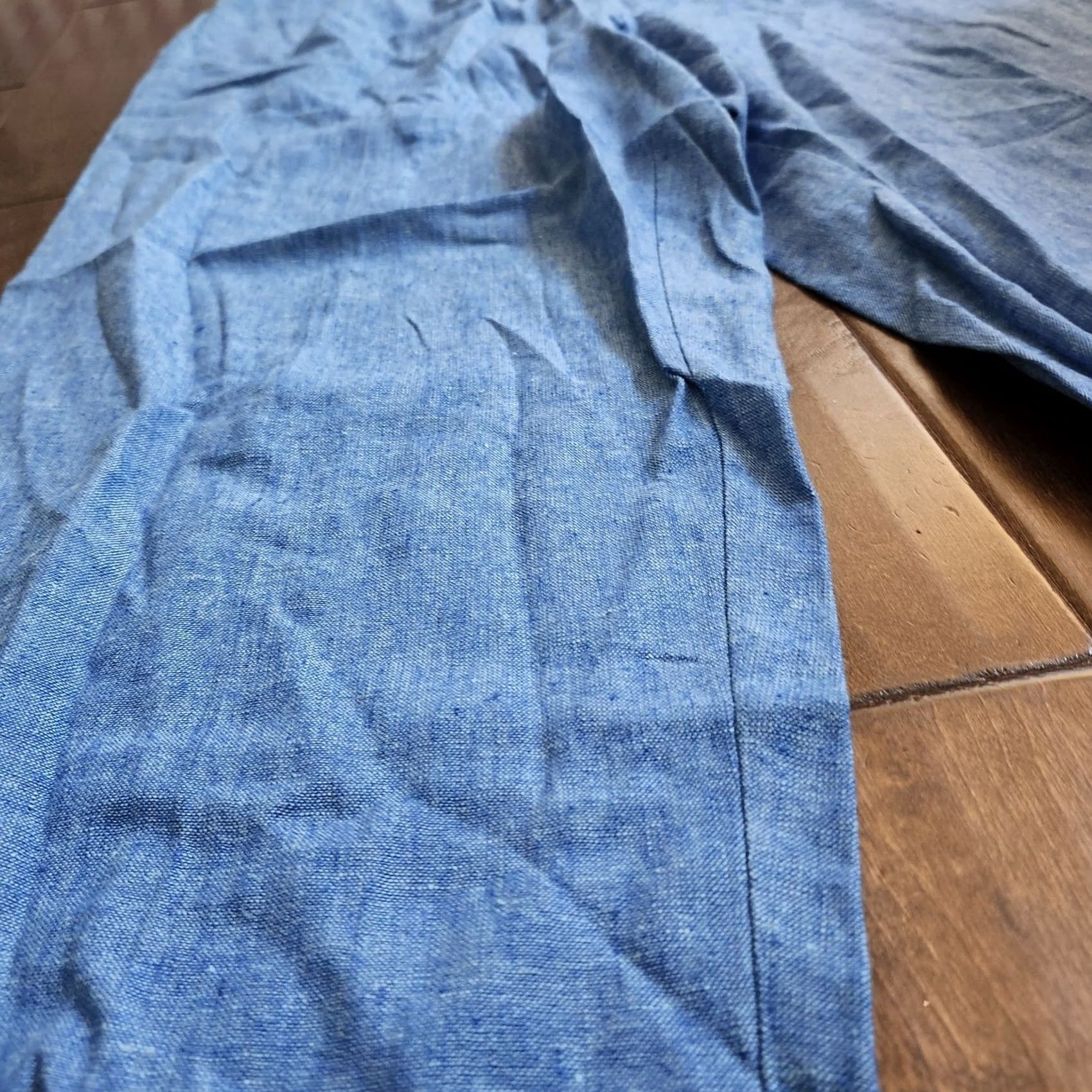 Vintage Melissa Harper Women's Pants - Blue Heathered - Size 12 - Regular Fit - Rayon Linen - Zip Closure - Machine Washable - Casual Travel - Women Size 34" / US 12 / IT 48 - 4 Thumbnail