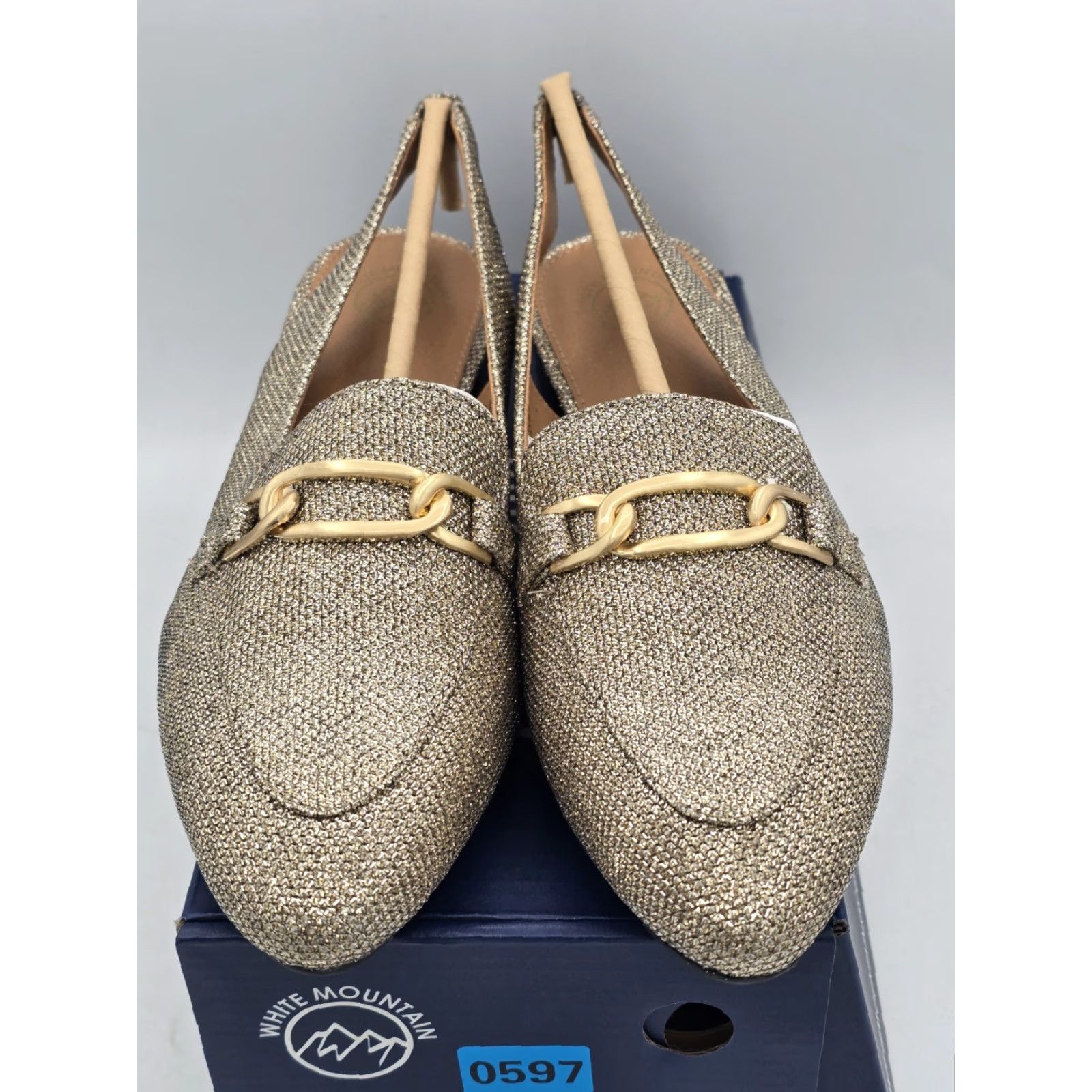 Vintage White Mountain Slingback Heels Women’s Gold Glitter Sz 10 M NIB - 90s? Size US 10 / IT 40 - 3 Thumbnail