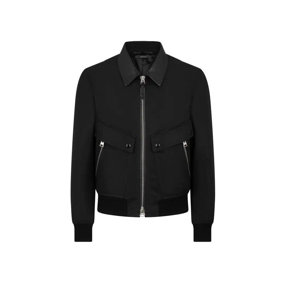 Tom Ford o1loc1c0326 OBS064 Coated Cotton Canvas Bomber Jacket Black Size US M / EU 48-50 / 2 - 1 Thumbnail
