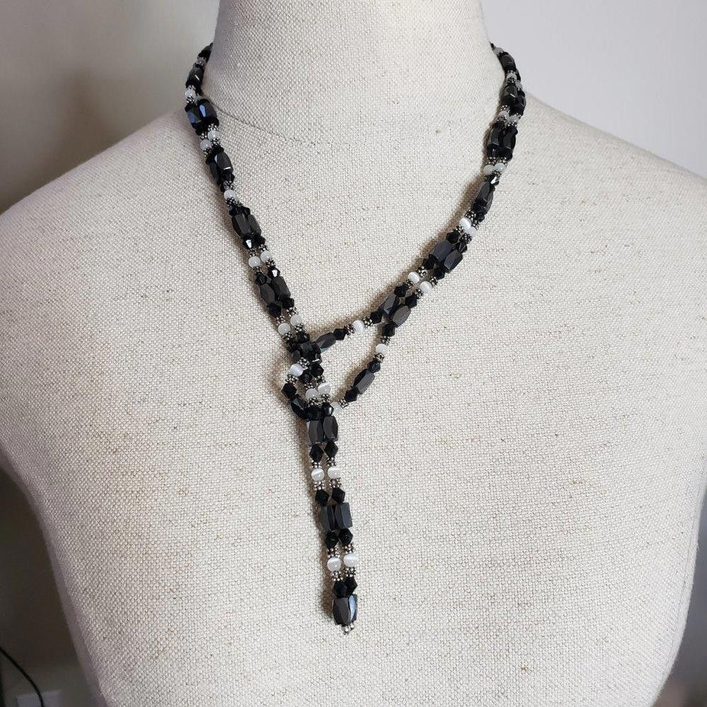 Designer Hematite and Glass Beaded 40" Open Versatile Necklace Size ONE SIZE - 4 Thumbnail