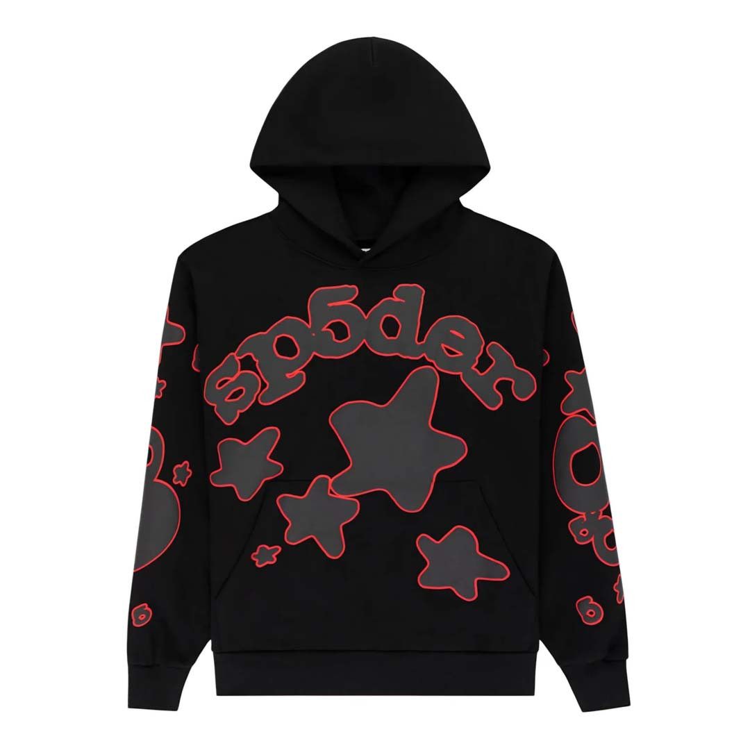 Beluga Outline Hoodie Black Red