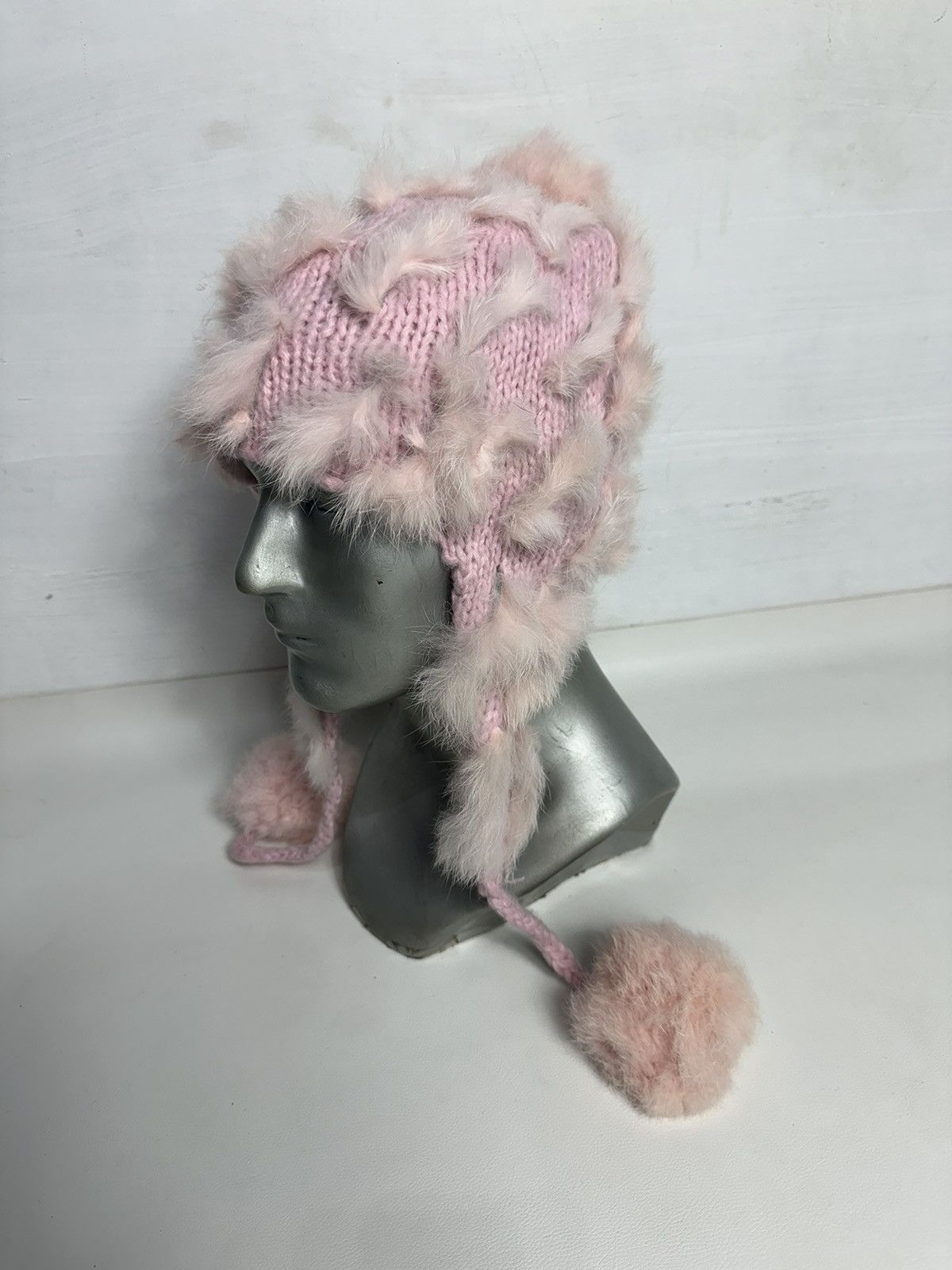 Japanese Brand Pink Trapper Hats Mix Fur Design Size ONE SIZE - 4 Thumbnail