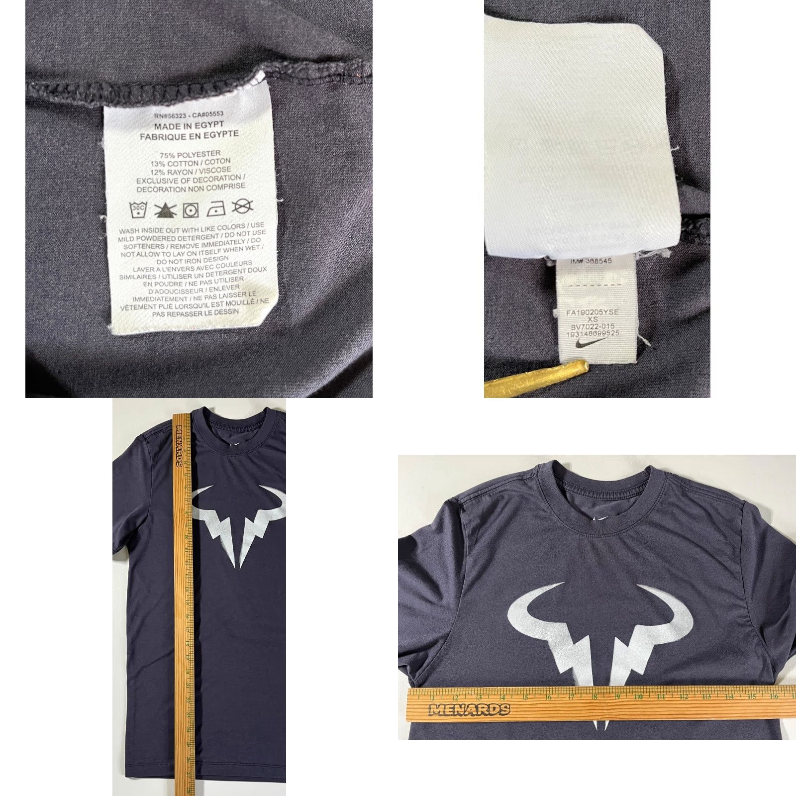 Nike VINTAGE Nike Rafa Nadal T-Shirt Men XS Gray Dri-Fit BV7022-015 Tennis Sports Shirts Mens Size US XS / EU 42 / 0 - 8 Thumbnail