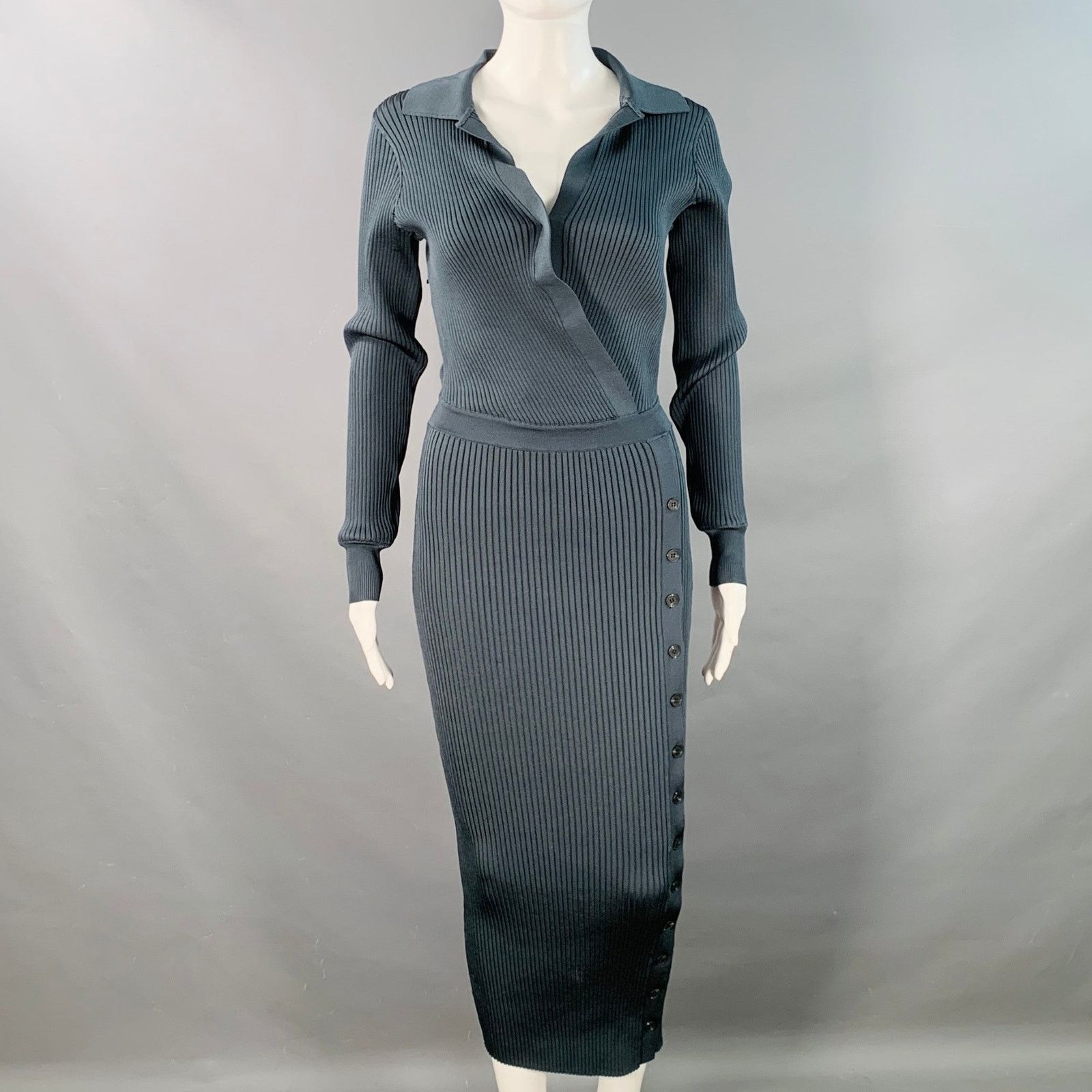 long sleeve midi dress knit Helga Printed Knit Long Sleeve Midi Dress