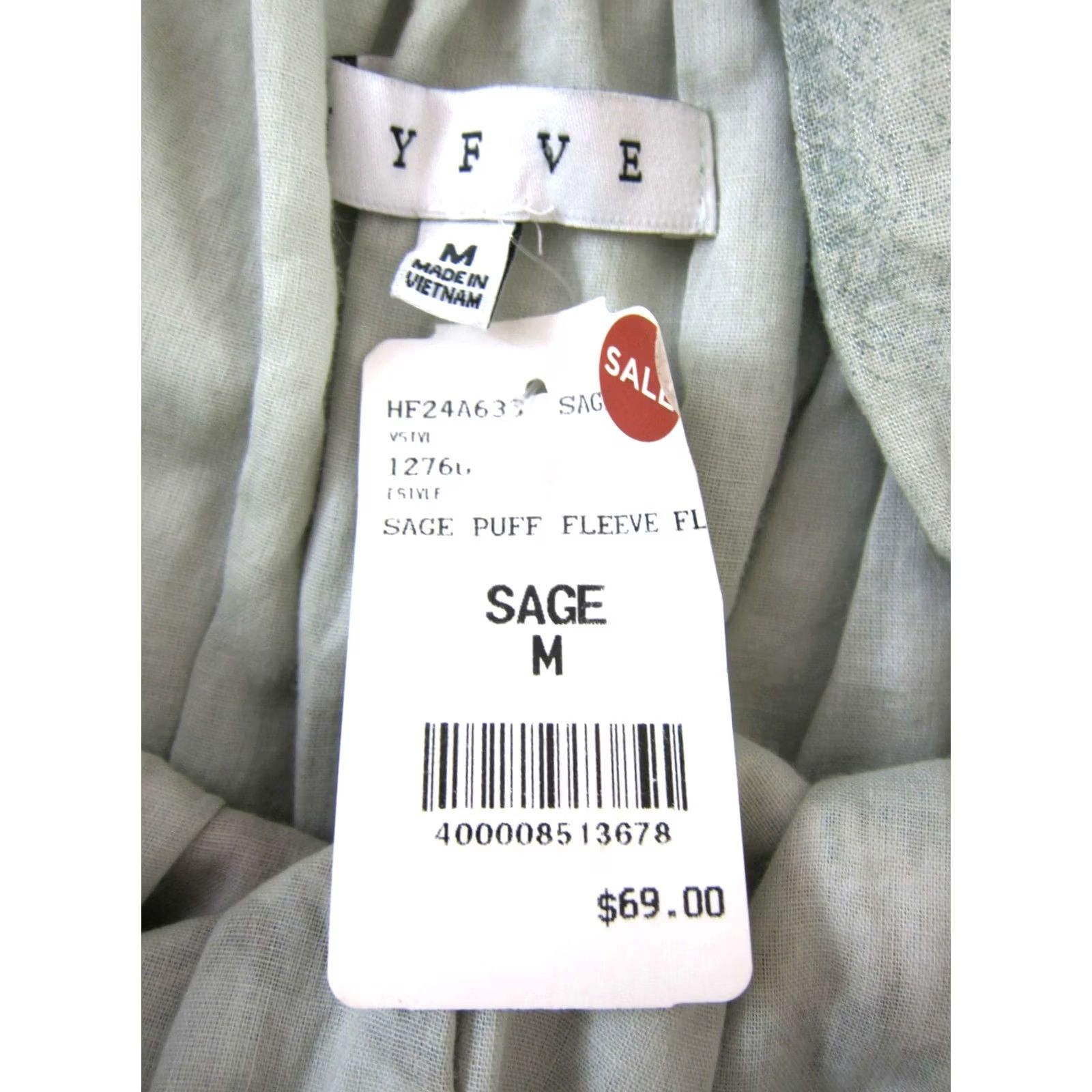 Vintage NWT H Y F V E Cotton Rayon Green Sage Floral Puff Sleeve Midi Dress M Size M / US 6-8 / IT 42-44 - 3 Thumbnail