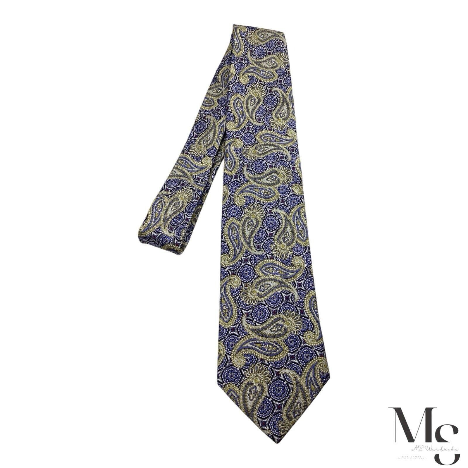 Jos. A. Bank JOS. A. BANK Blue Gold Paisley Silk Tie Hand Made In China W Size ONE SIZE - 6 Thumbnail