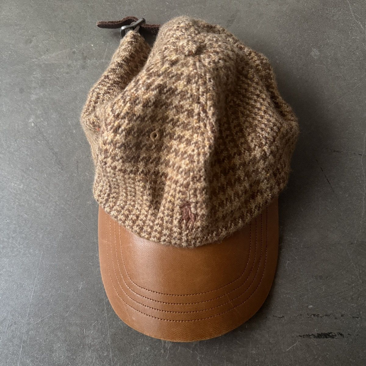 Polo Ralph Lauren Vintage RL Leather & Herringbone Tweed Cap Rare Size ONE SIZE - 1 Thumbnail