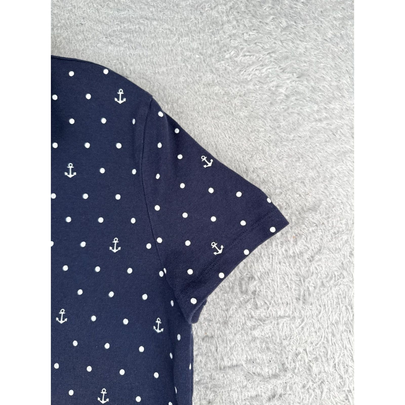 Tommy Hilfiger Tommy Hilfiger Polo Shirt Women Large Blue White Polka Dot Anchor Cotton Blend Shirt Size L / US 10 / IT 46 - 2 Thumbnail