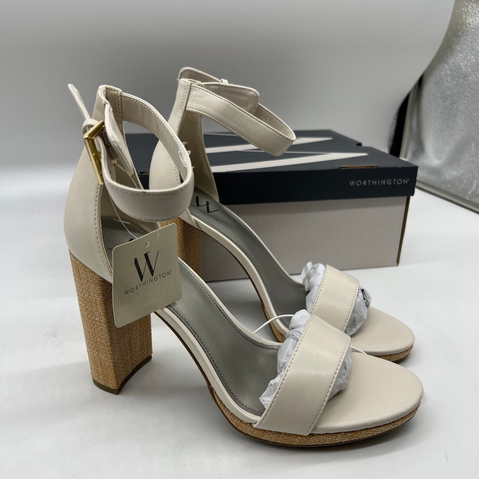 Other Worthington Womens Lynch Heeled Sandals Ivory Size US 10 / IT 40 - 1 Thumbnail