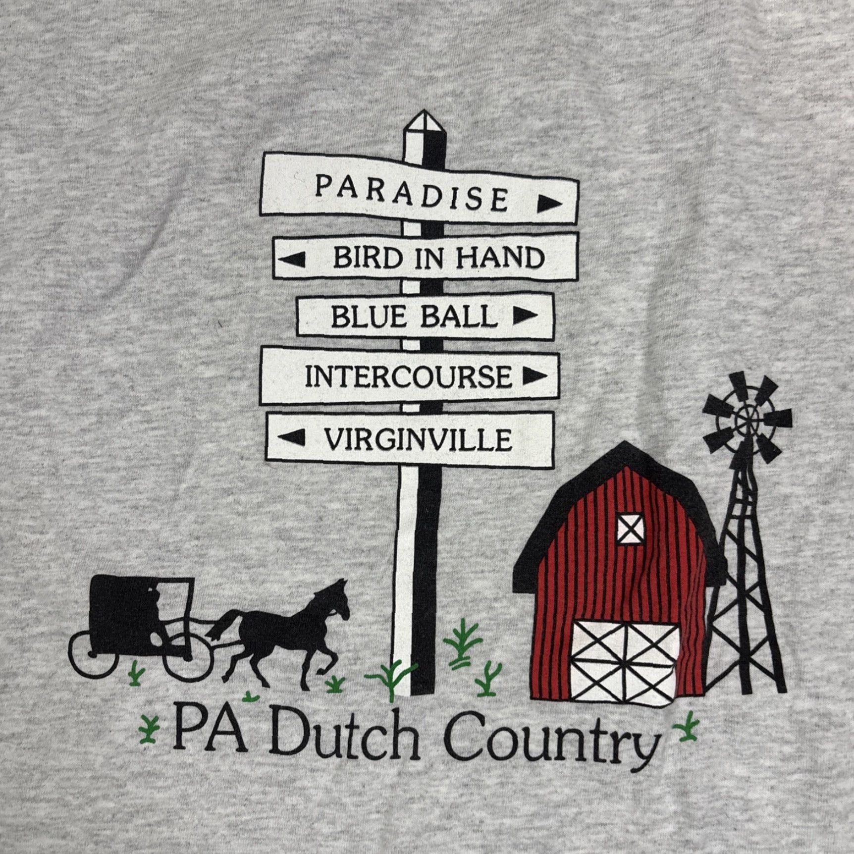 Anvil VINTAGE Anvil T-Shirt Men’s 2XL Gray Bar Roadsigns PA Dutch Country Amish Shirt Mens Size US XXL / EU 58 / 5 - 2 Thumbnail