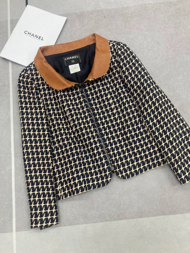 Chanel Chanel Vintage Houndstooth Zip Jacket - dmc Size US XS / EU 42 / 0 - 1 Thumbnail