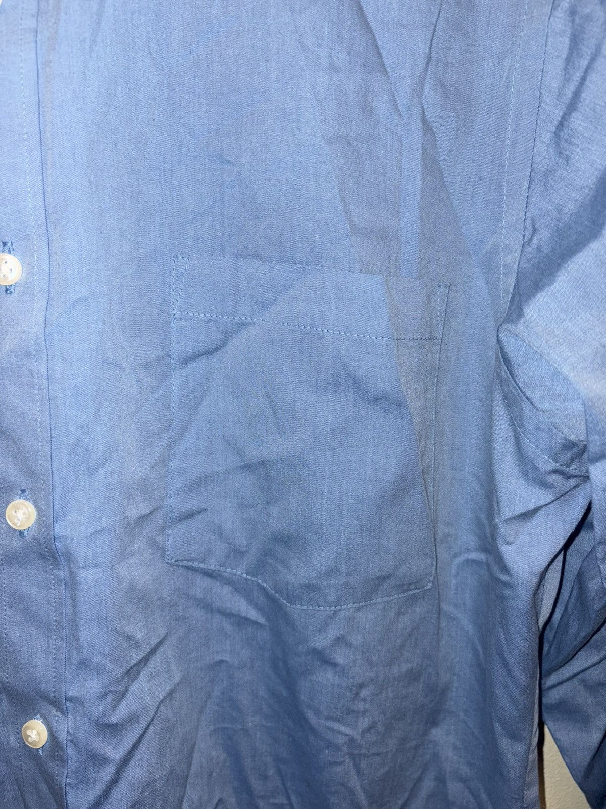 Van Heusen Van Heusen Blue Chambray Fitted Button Up LS Dress Shirt Size US M / EU 48-50 / 2 - 8 Thumbnail