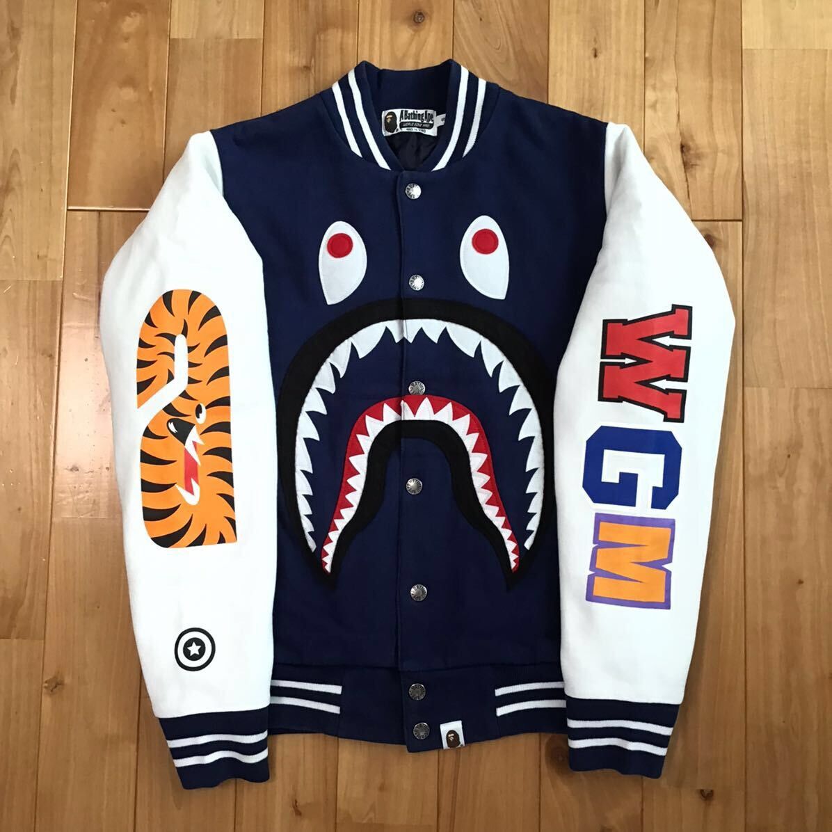 Bape BAPE SHARK SWEAT VARSITY JACKET a bathing ape Size US S / EU 44-46 / 1 - 1 Thumbnail