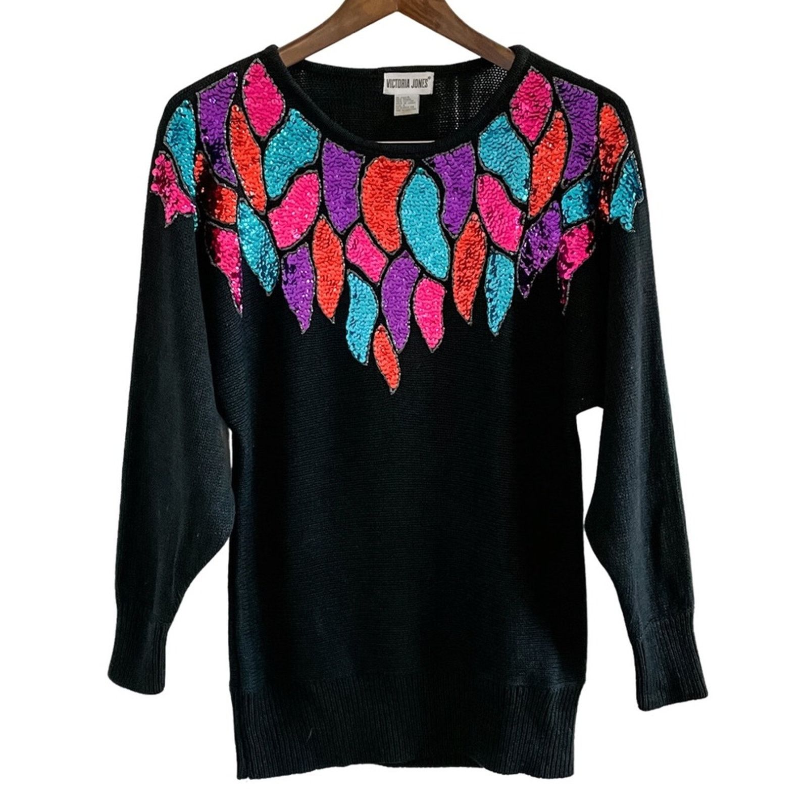 Vintage Vintage 90s vibrant sequin dolman sweater oversized size S Size S / US 4 / IT 40 - 7 Thumbnail