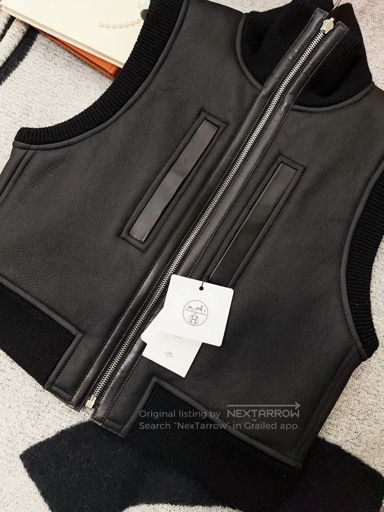 Hermes Hermes Black Leather and Fur Reversible Vest Jacket Size XS / US 0-2 / IT 36-38 - 9 Thumbnail