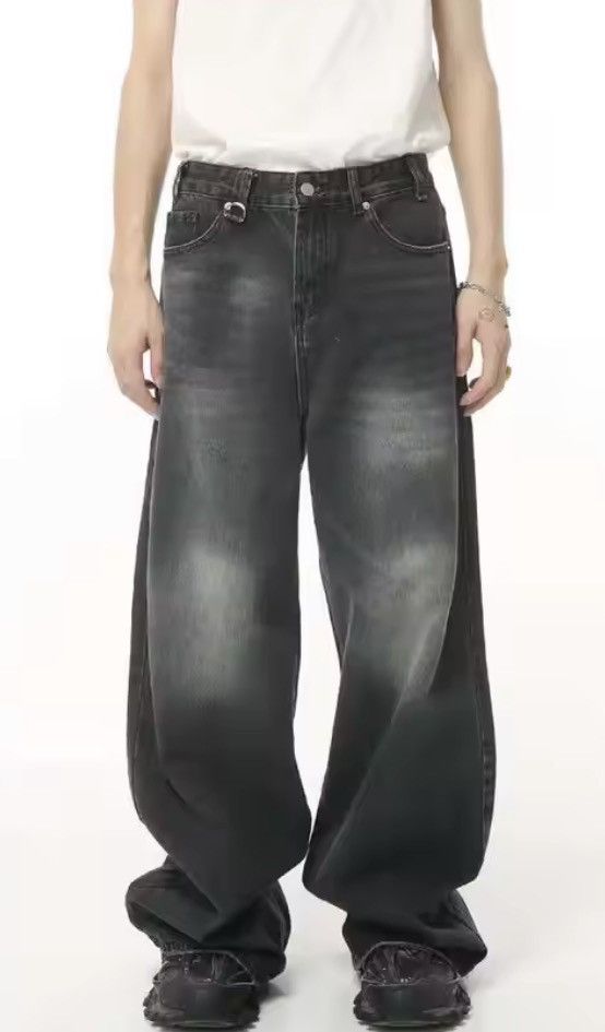 Japanese Brand baggy black wide leg jeans y2k/200s Size US 29 - 3 Thumbnail
