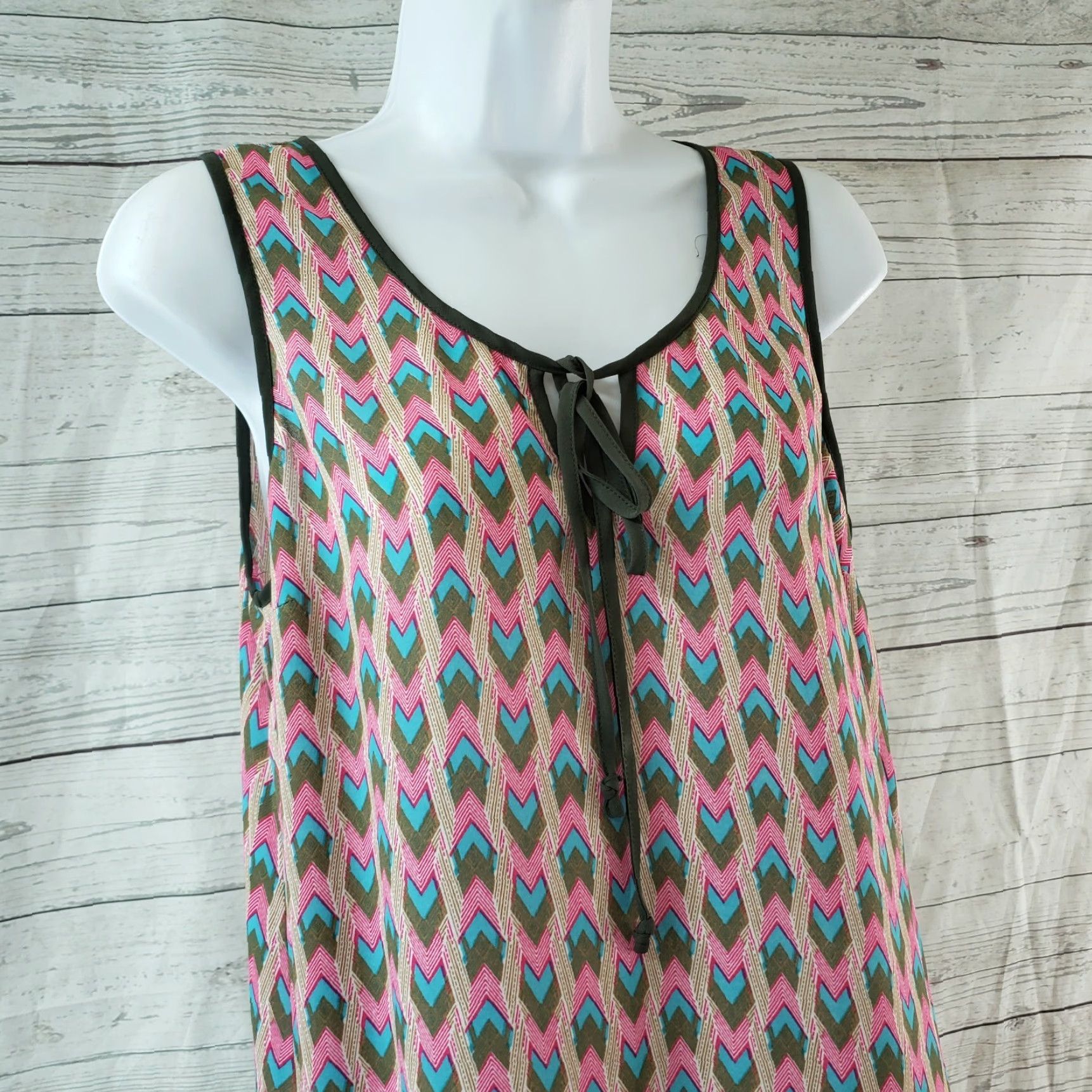 Pinko Daniel Rainn Womens Tank Top Pink Geometric Scoop Neck Size S Size S / US 4 / IT 40 - 2 Thumbnail