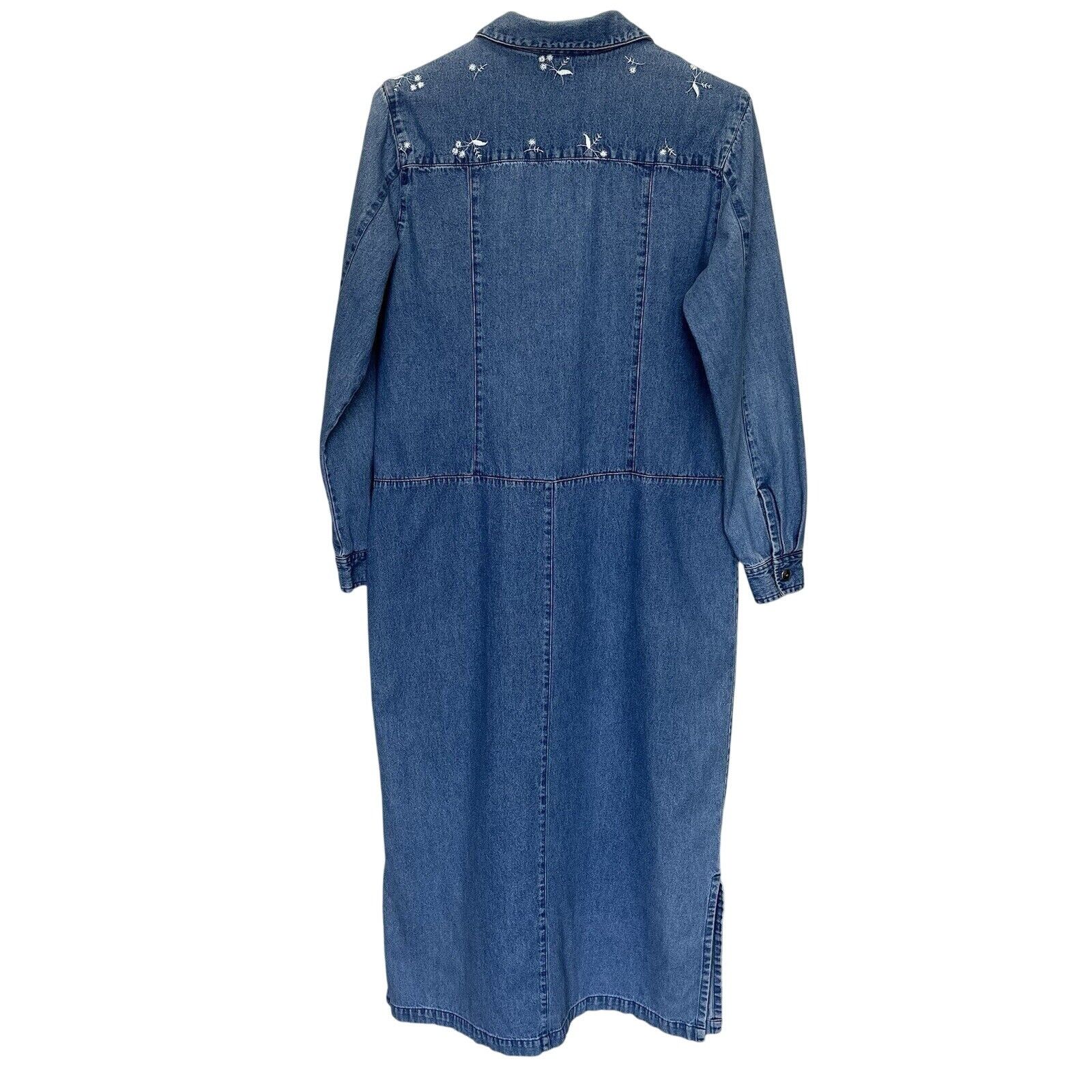 Vintage Vintage Y2K Jean Floral Embroidered Maxi Dress Medium Size M / US 6-8 / IT 42-44 - 5 Thumbnail