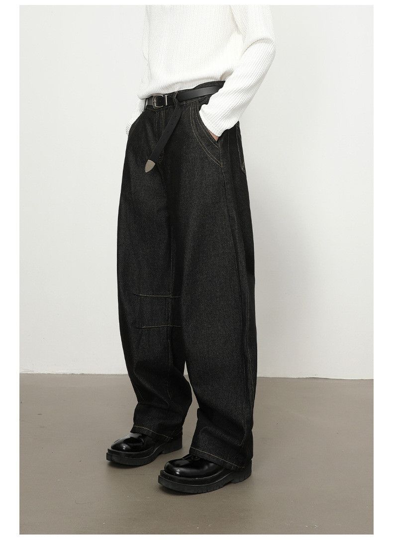Jean Men's patchwork loose versatile wide-leg curved jeans Size US 32 / EU 48 - 4 Thumbnail