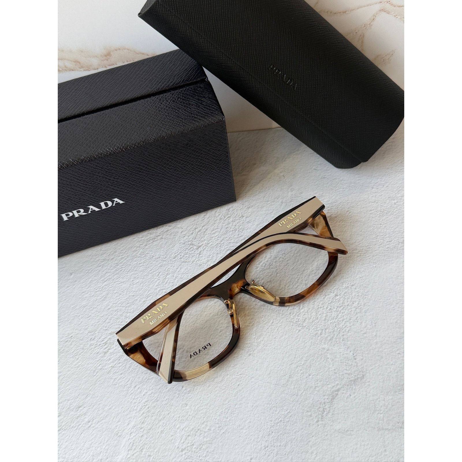 Prada NEW Prada PR B11VD Tortoise Brown Cat Eye Eyeglasses Frames Size ONE SIZE - 3 Thumbnail