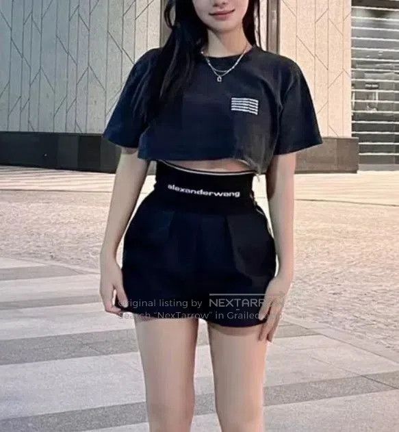 Alexander Wang Alexander Wang High-Waisted Logo Print Shorts. Size 22" - 5 Thumbnail