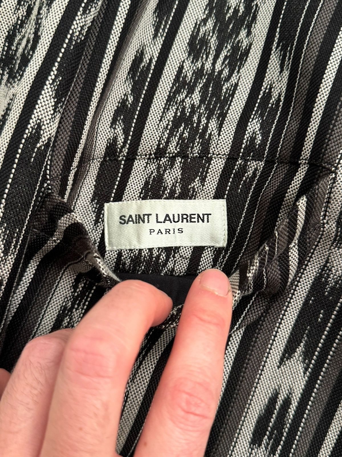 Saint Laurent Paris 2017 Reversible Ikat Pattern Teddy Bomber Size US M / EU 48-50 / 2 - 7 Thumbnail