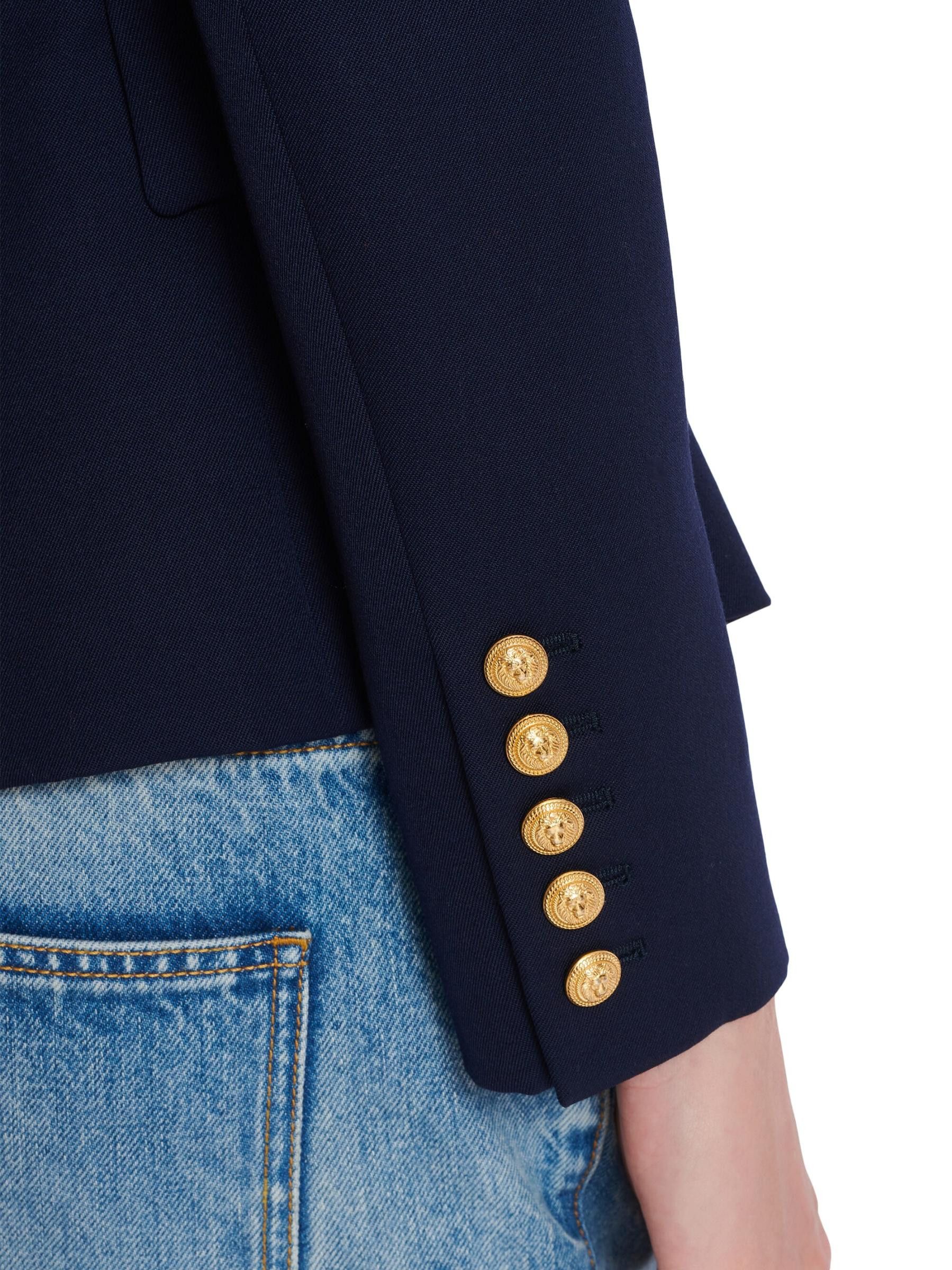Balmain o1s1wg110825 Wool Double Breasted Jacket in Navy Blue Size L / US 10 / IT 46 - 5 Thumbnail