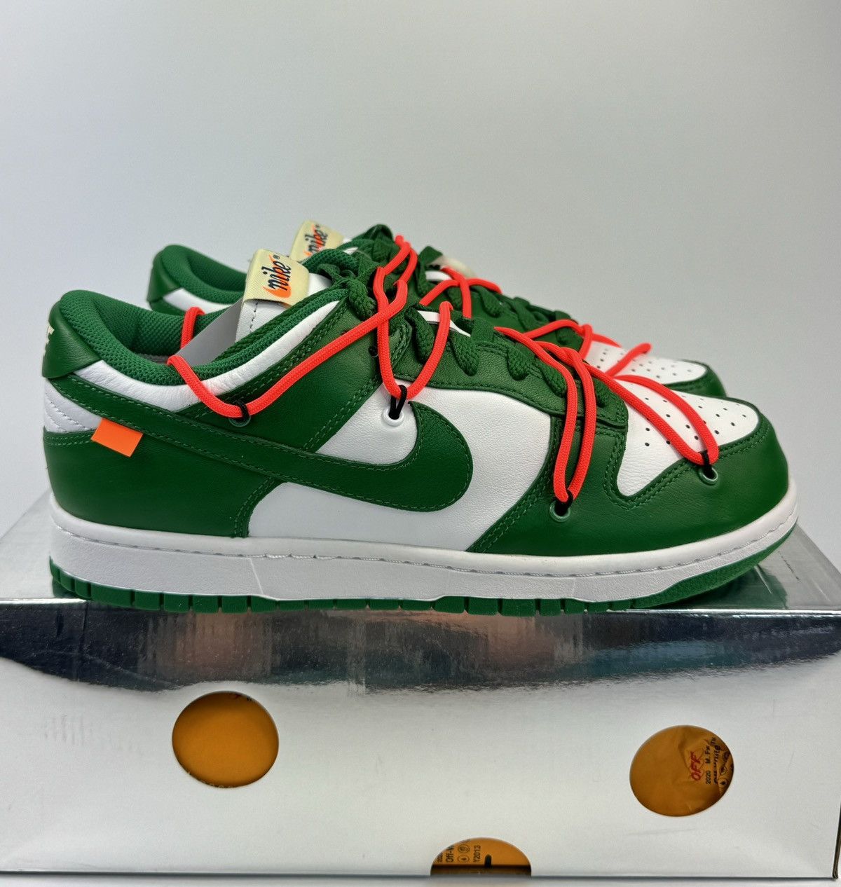 image of Nike Dunk Low X Off-White Pine Green Sneakers, Men's (Size 9)