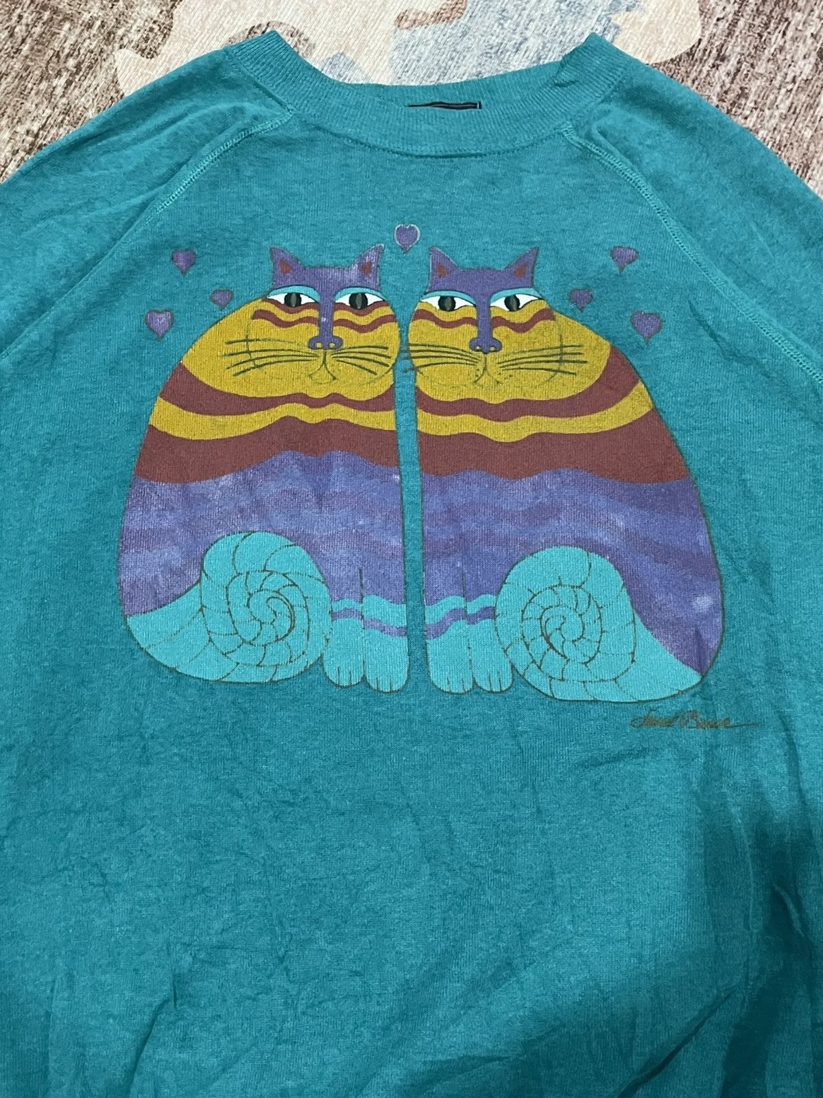 Art Comes First VTG 90s Laurel Burch Feline Friends Cats Arts Sweatshirt Size US L / EU 52-54 / 3 - 10 Thumbnail
