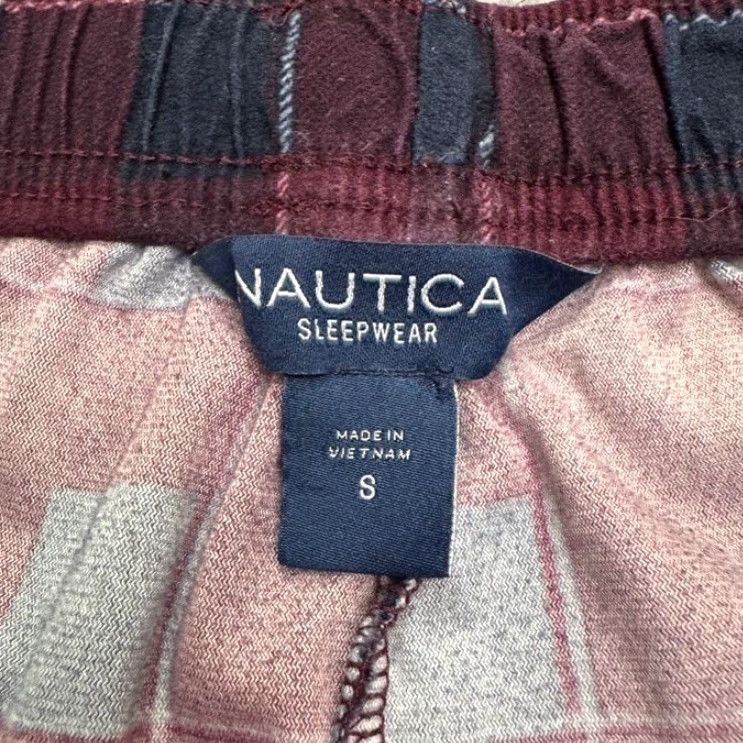 Nautica Nautica Pajama Pants Mens Small Plaid Fleece Loungewear Sleepwear Maroon Blue Size US 29 - 7 Thumbnail