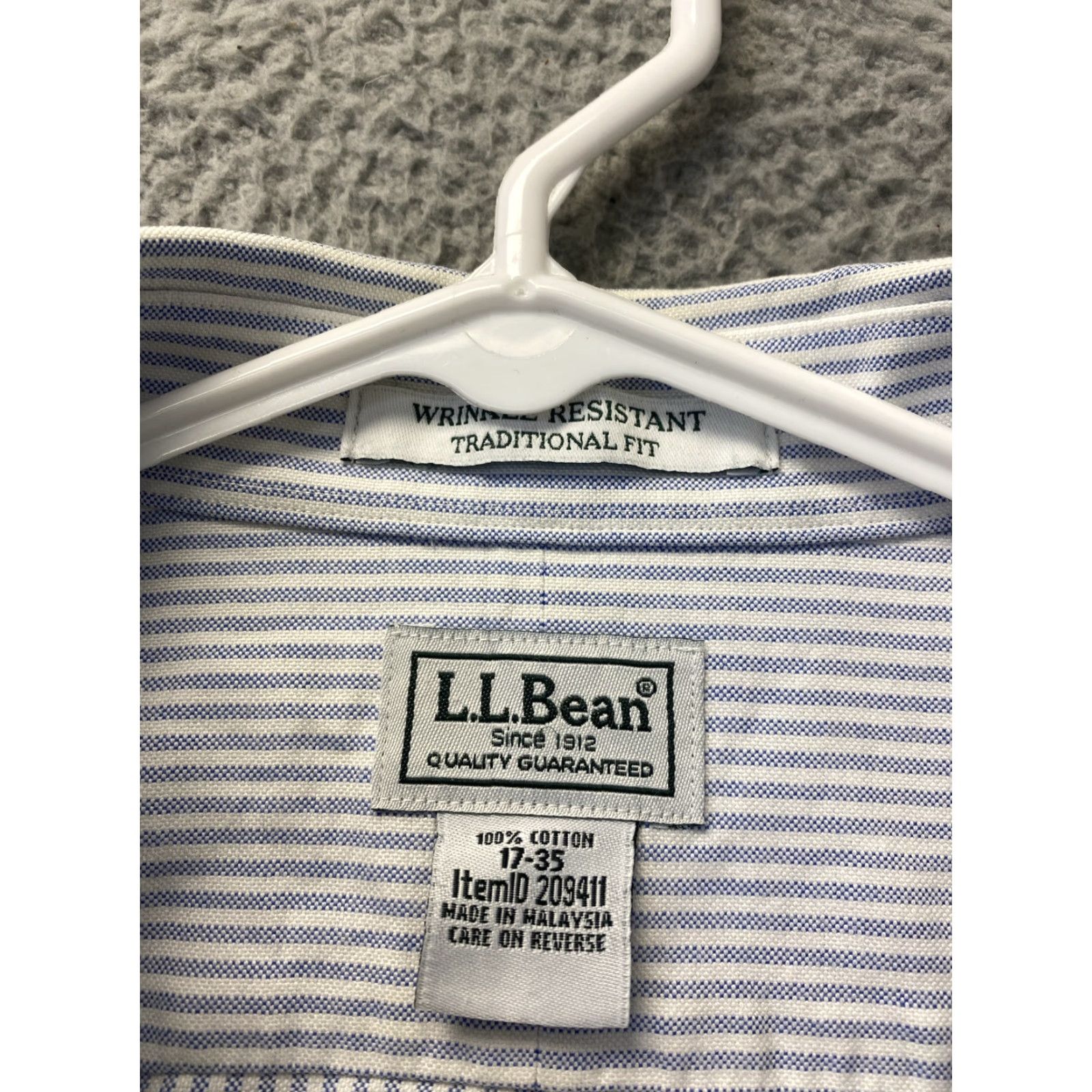 Vintage VINTAGE LL Bean Shirt Mens 17 35 Blue Stripes Work Cotton Thick / 44-92 Size US XL / EU 56 / 4 - 6 Thumbnail