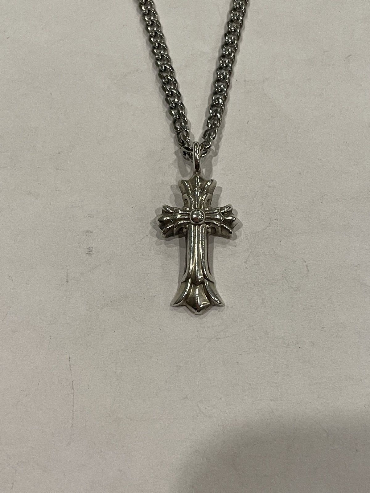 Chrome Hearts Double Cross Pendant Cuban Link Chain Necklace